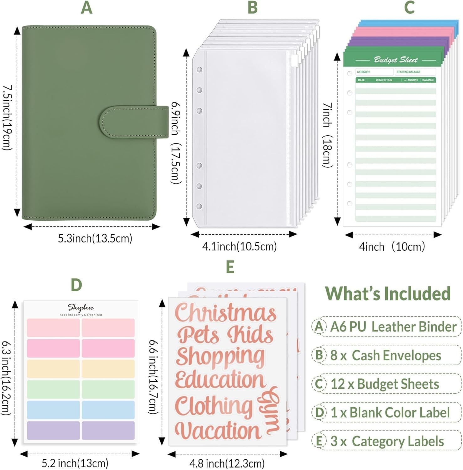 Budget Binder with 8pcs Zipper Envelopes,Money Organizer for Cash with 12pcs …