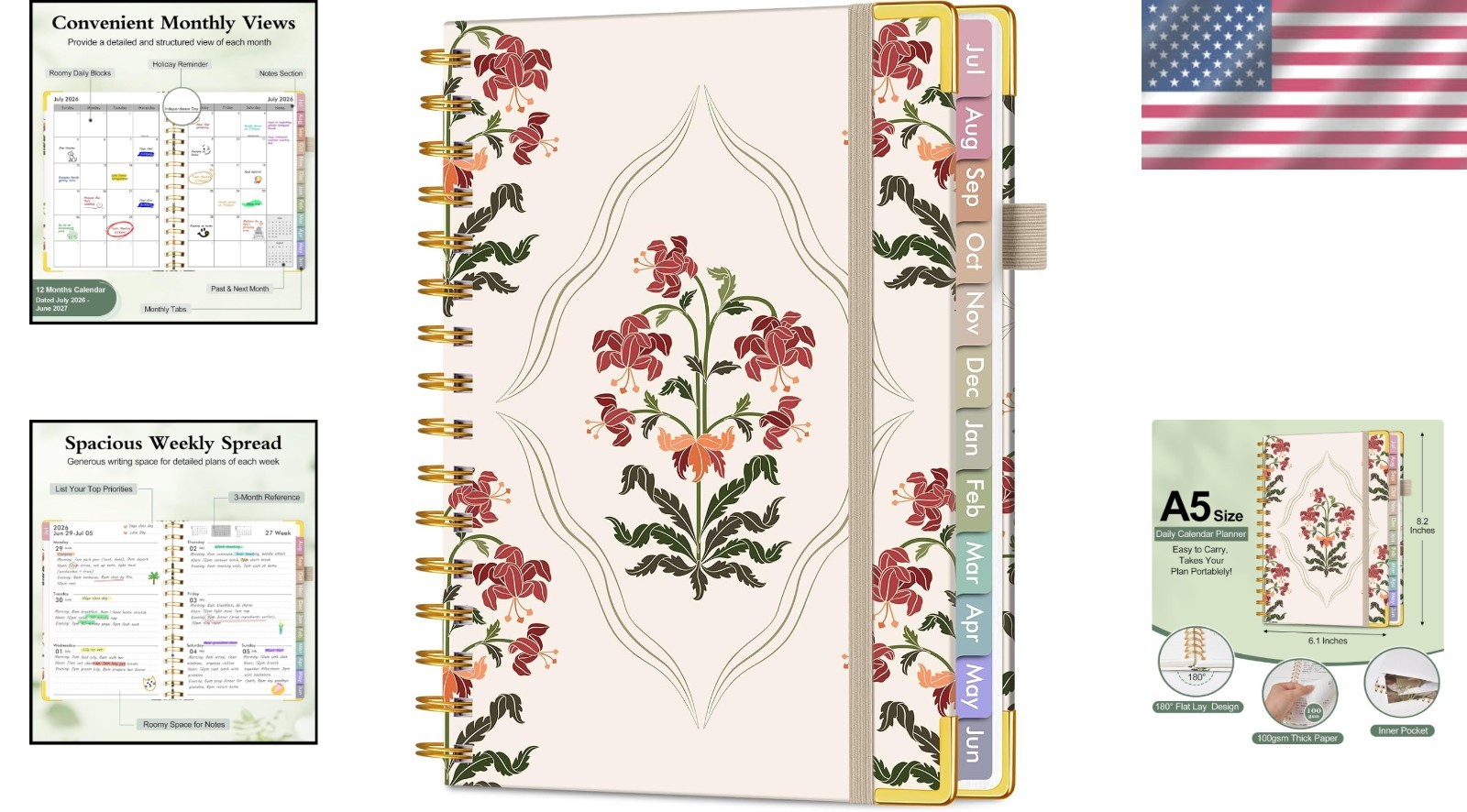 2026-2027 Leather Academic Planner – A5 Weekly & Monthly Organizer for Students