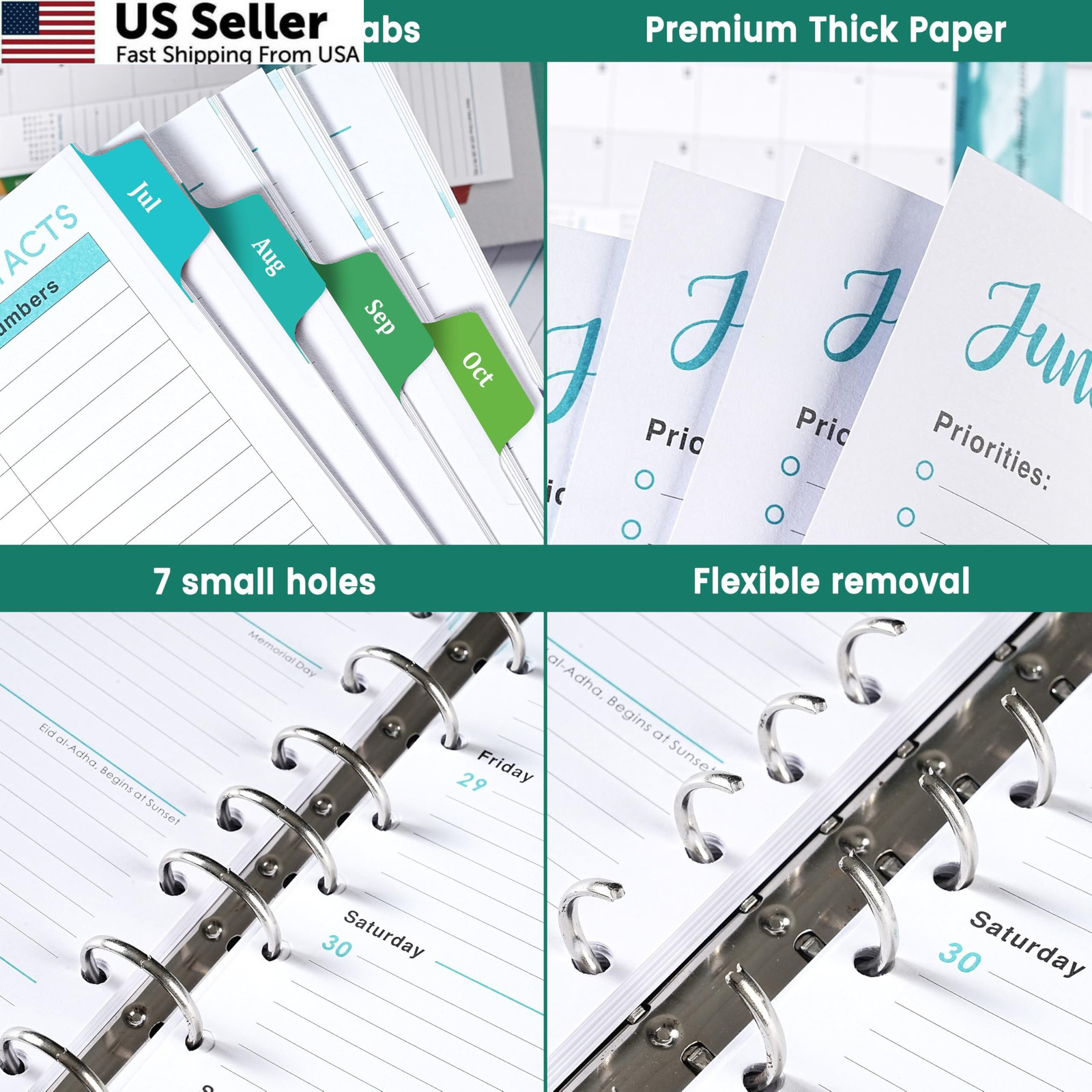 2026-2027 Planner Refills – 7-Hole Punched 5.5″ x 8.5″, Dopamine Color