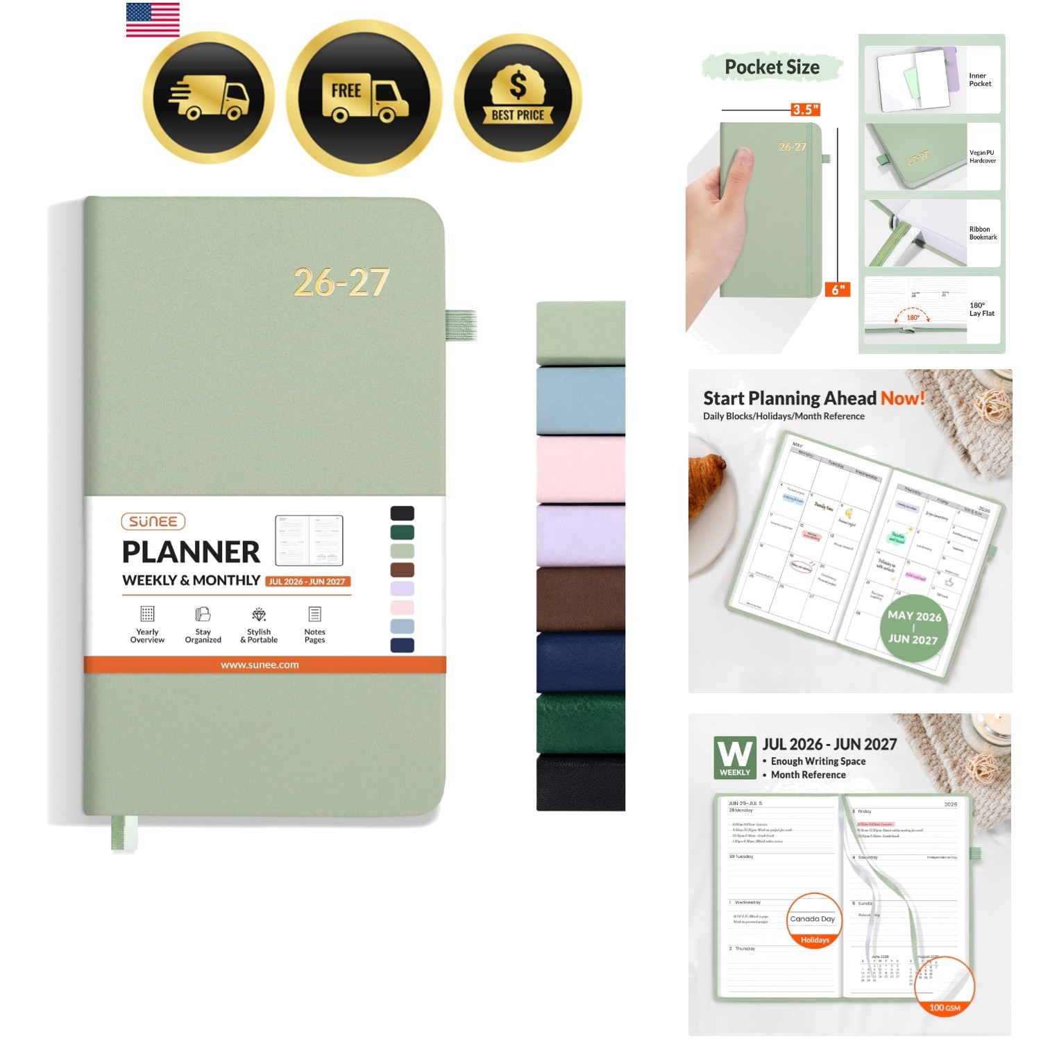 2026-2027 Pocket Weekly Planner for Purse 3.5″ x 6″ – 12 July 2026 – June 20…