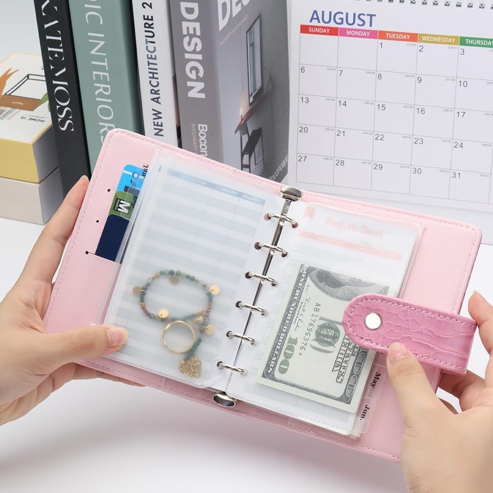 NatSumeBasics White A7 Binder Wallet Cash Envelopes Budget Binder Crocodile F