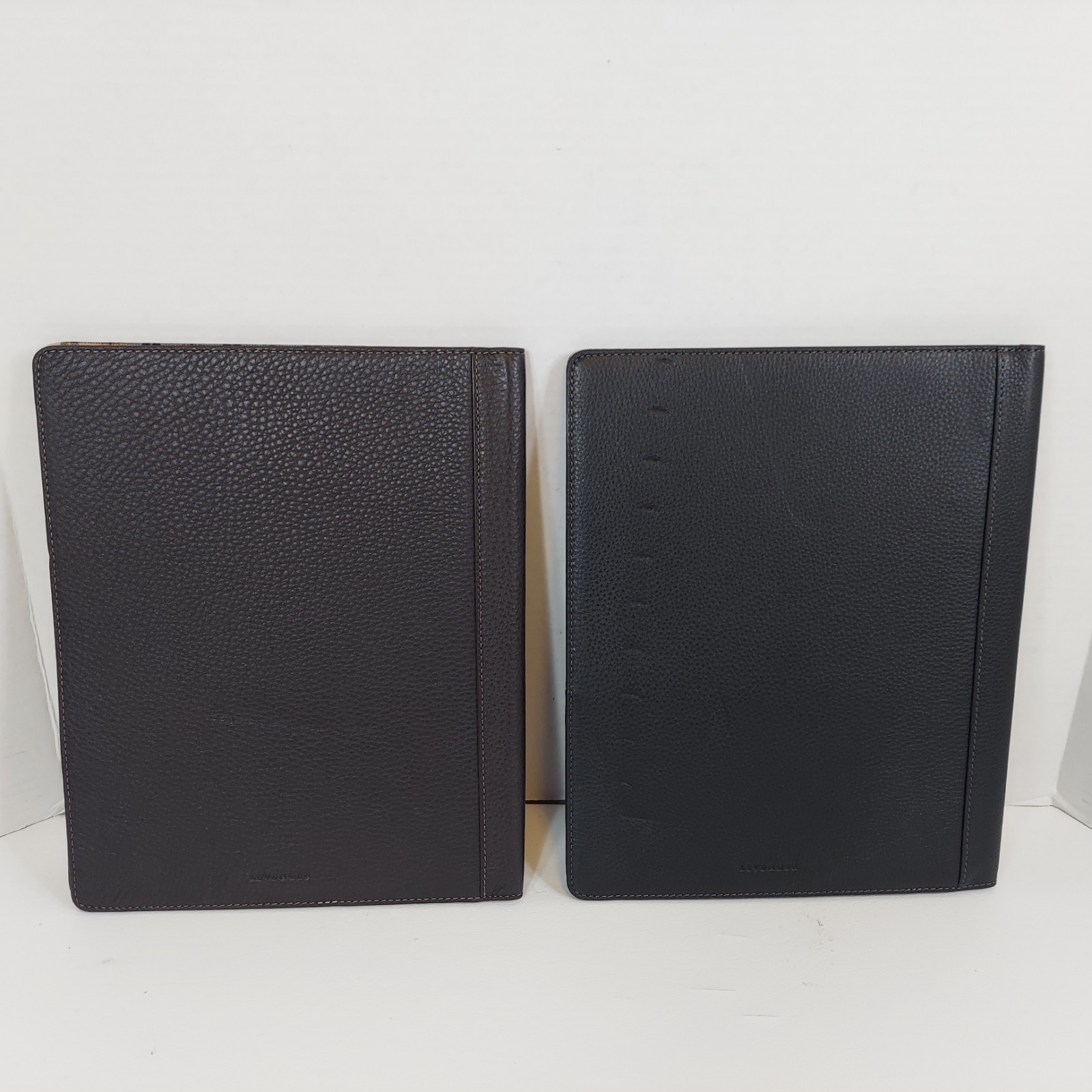 Set/2 LEVENGER Leather/Plaid Executive Portfolio Document Organizer Monogrammed