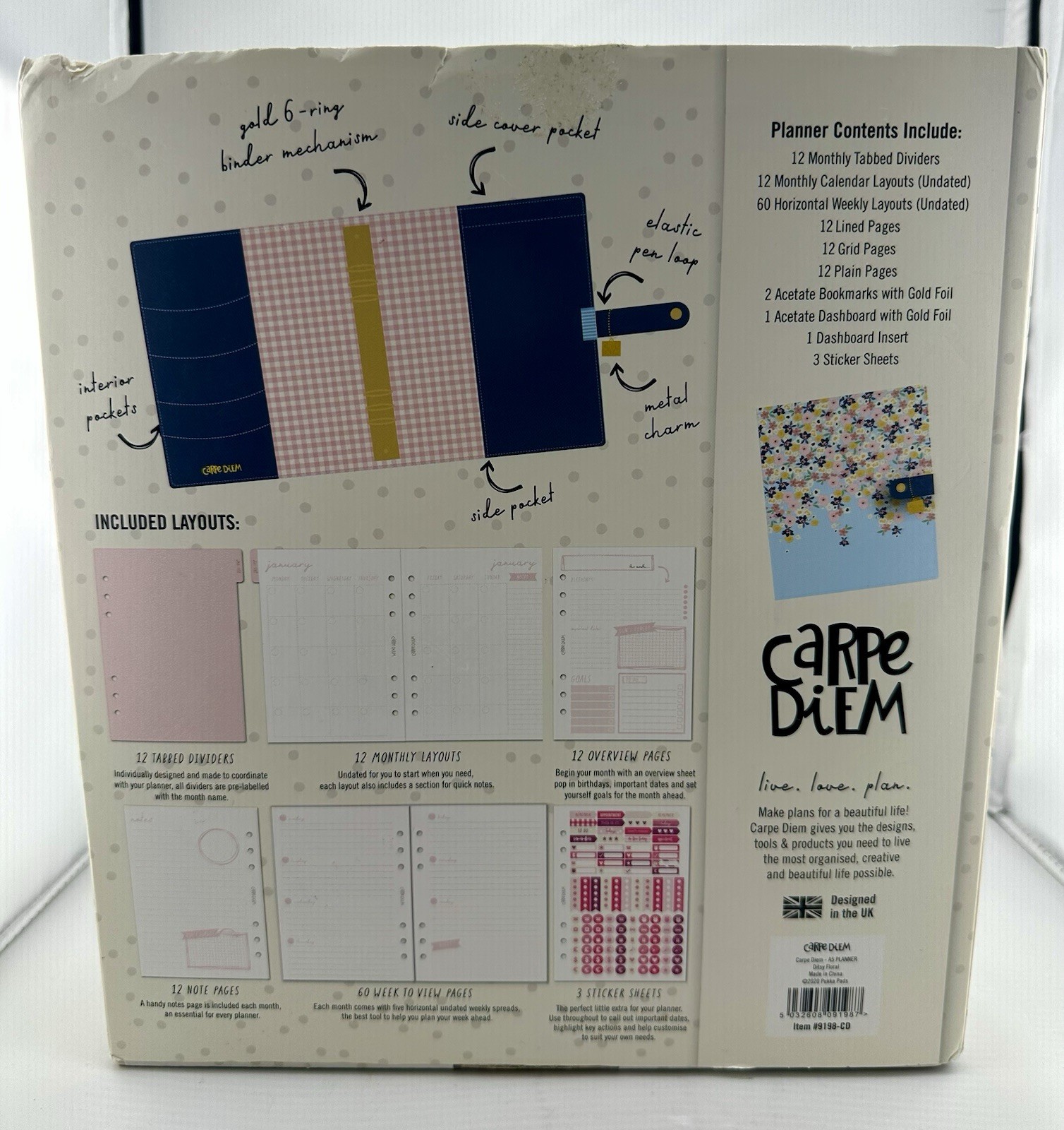 Carpe Diem Ditsy Floral A5 Personal Planner New Open Box