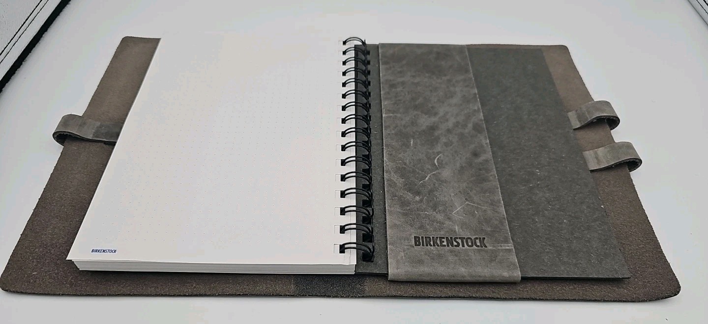Birenstock Grey Leather Planner/Paper/Journal 9 1/2″x7″ Refillable And Keychain
