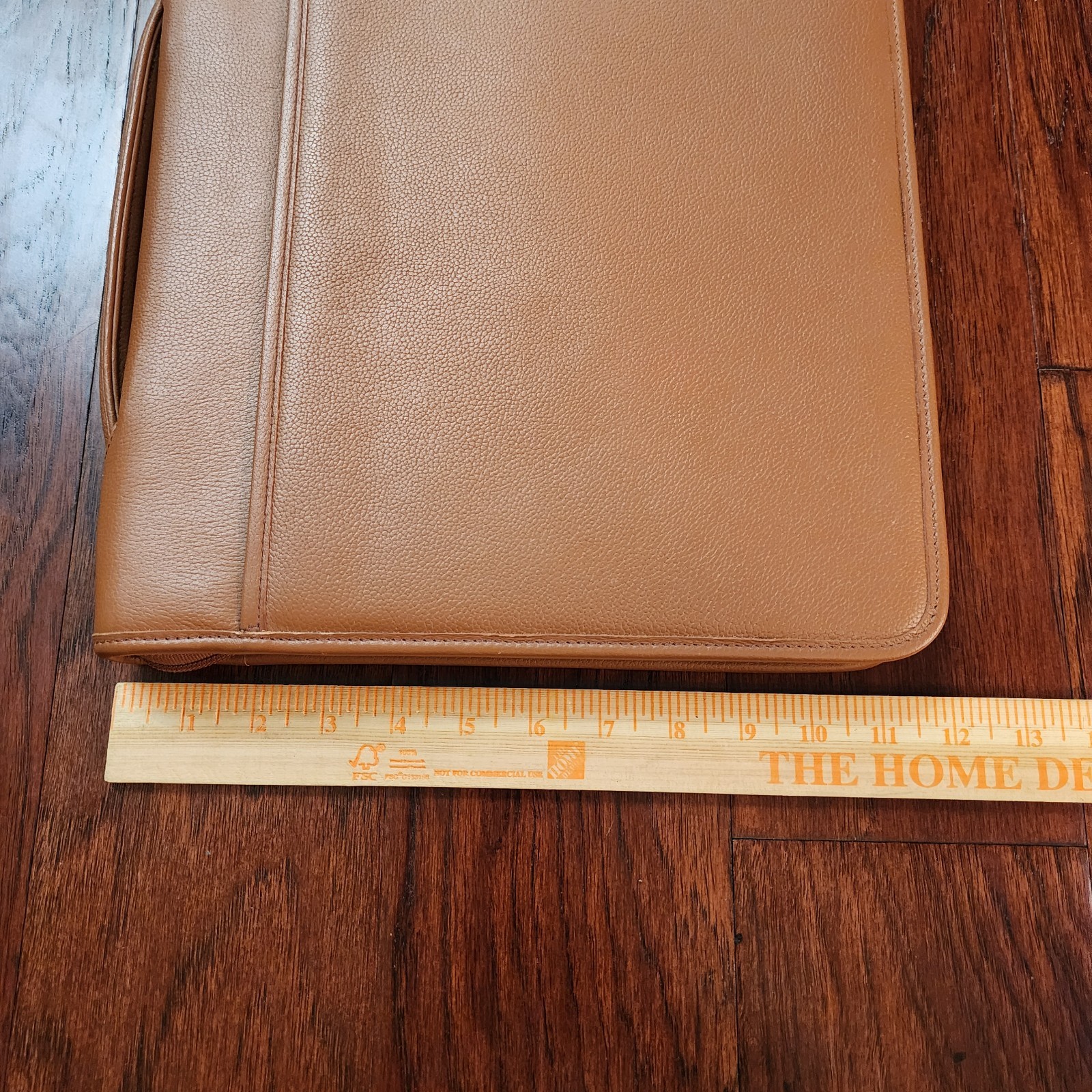 Levenger 12″ x 13.5″ Brown Leather Folio Full-Zip Portfolio Note Pad Handle