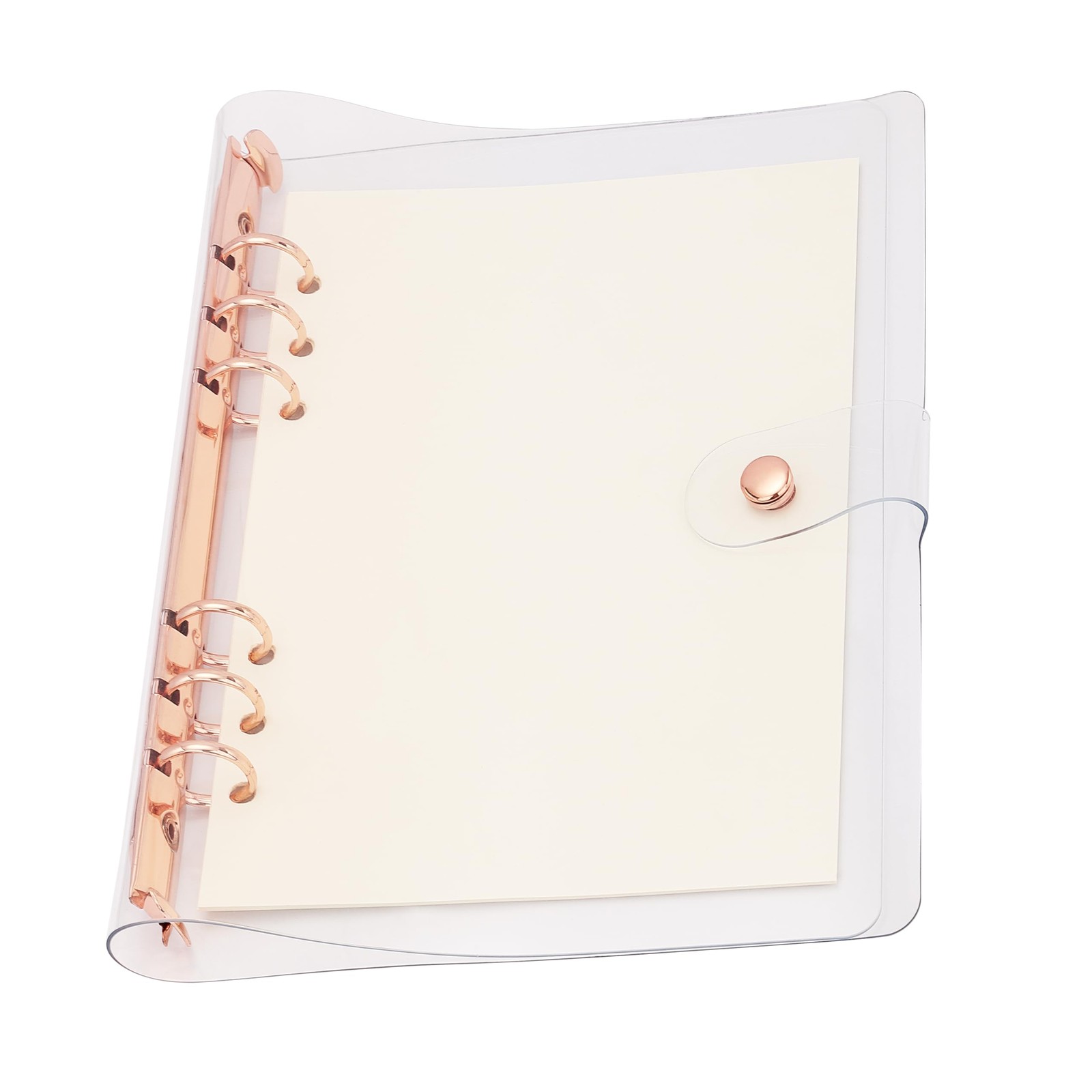 A5 6-Ring Binder Cover for Loose Leaf PVC Clear Planner Clear-rosegold
