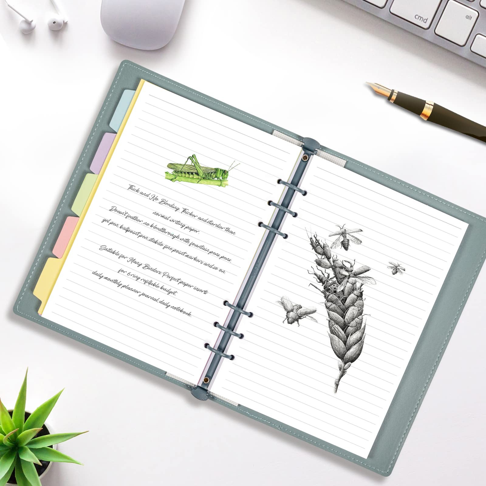 A5 Refill Paper, Planner Inserts for Binder Budget A5, white lined paper