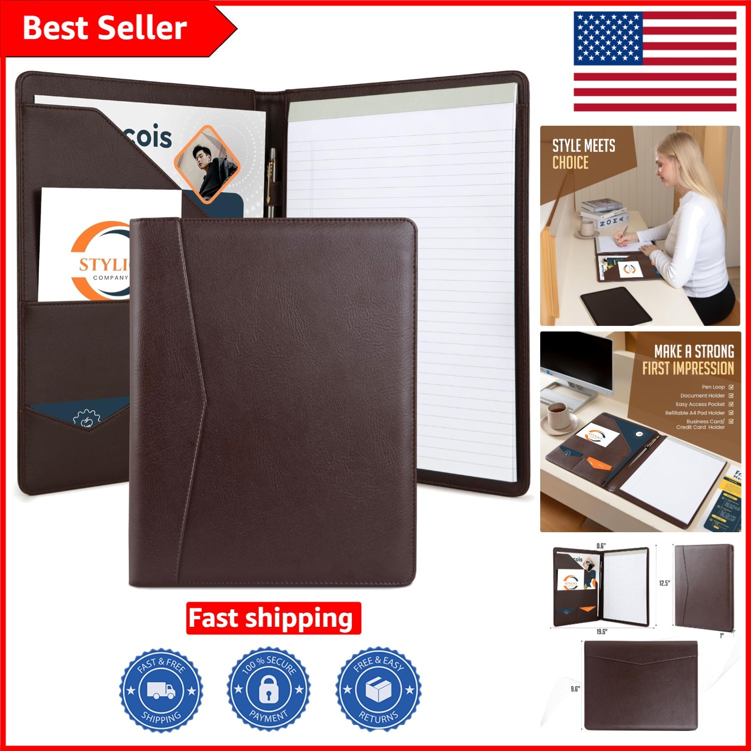 Compact Faux Leather Padfolio – Ideal for Interviews and Business Proposals