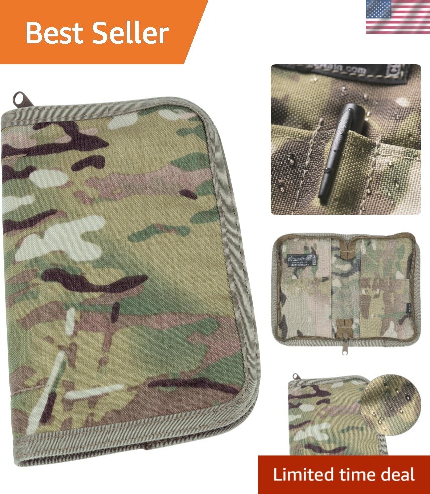 Rugged MultiCam Cordura Notebook Cover with Internal Storage – Waterproof Design