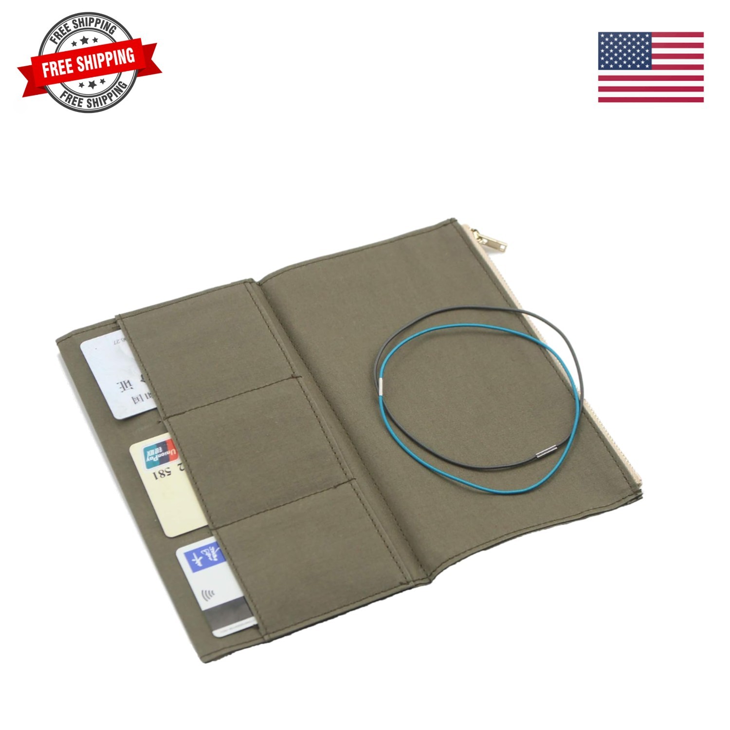 Standard Travelers Notebook Wallet Insert Pocket with 2 Elastic Bands,1 Canva…