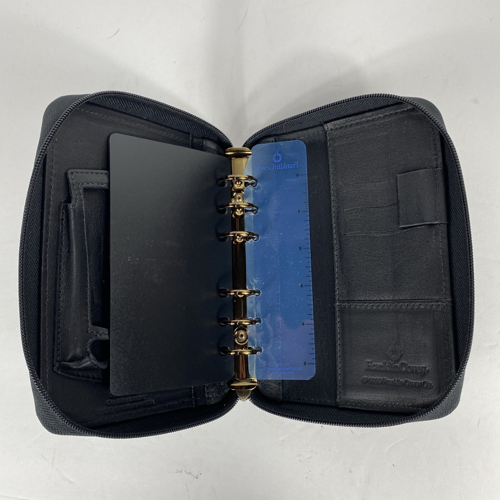 Vintage 1996 Franklin Covey 6-Ring Zip Around Black Space Maker Leather Binder