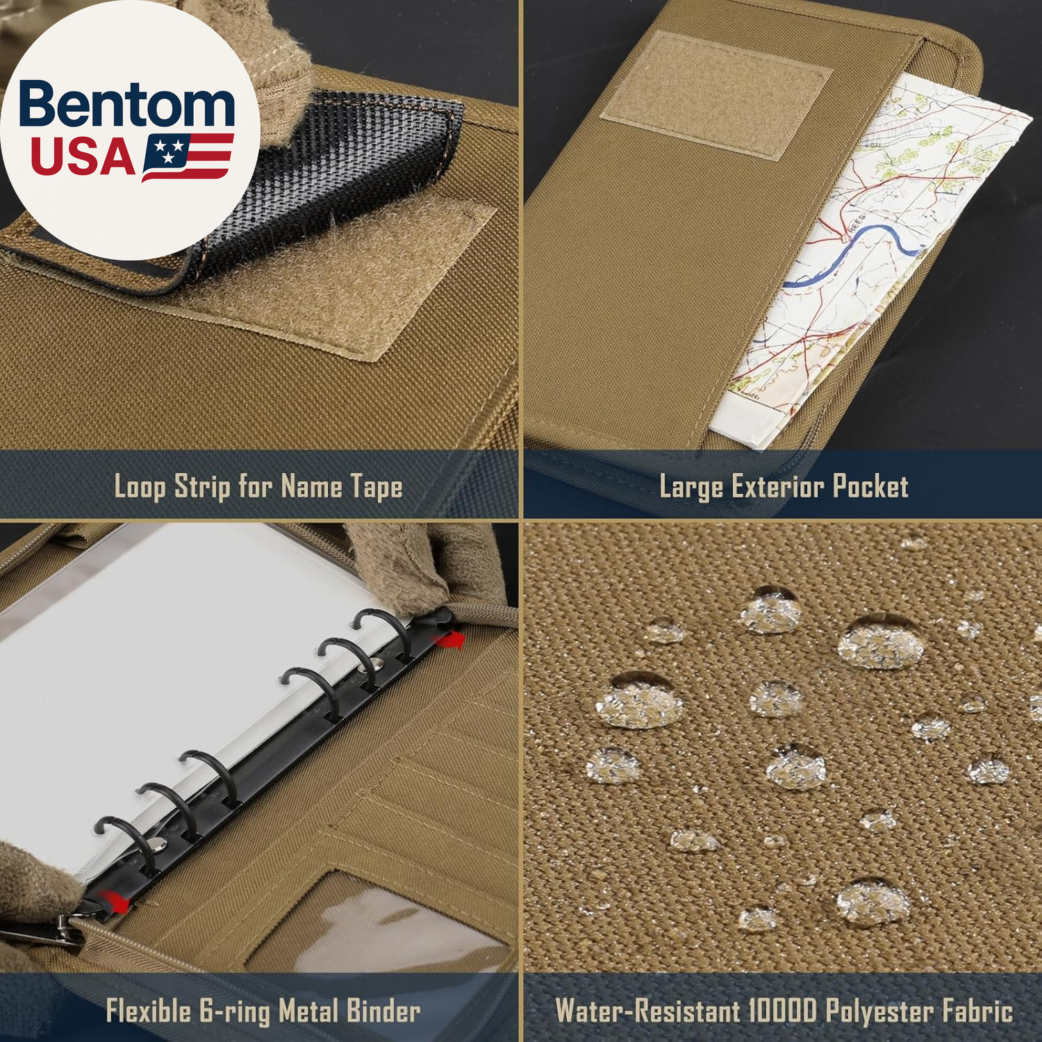 Tactical Notebook Padfolio Ring Binder – Refillable 6-Ring A6 Binder, Zip Hardco