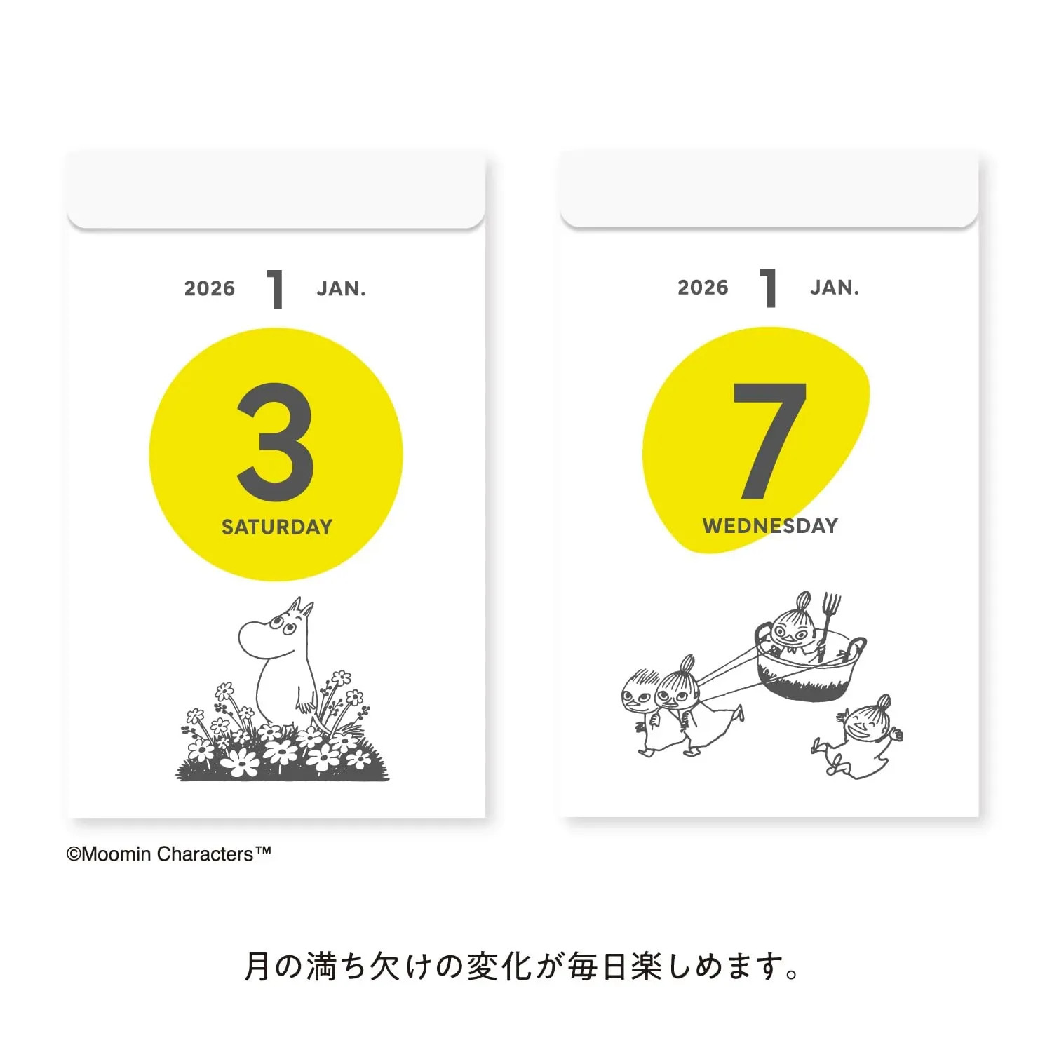 Japan NEW 2026 Moomin Phase Calendar NK4460 Daily Tear-off 370 Pages