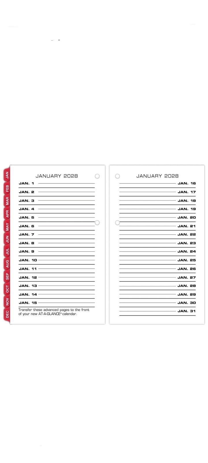 2027 At-A-Glance E017-50 Daily Calendar Refill with Monthly Tabs, 3-1/2×5-27/32″