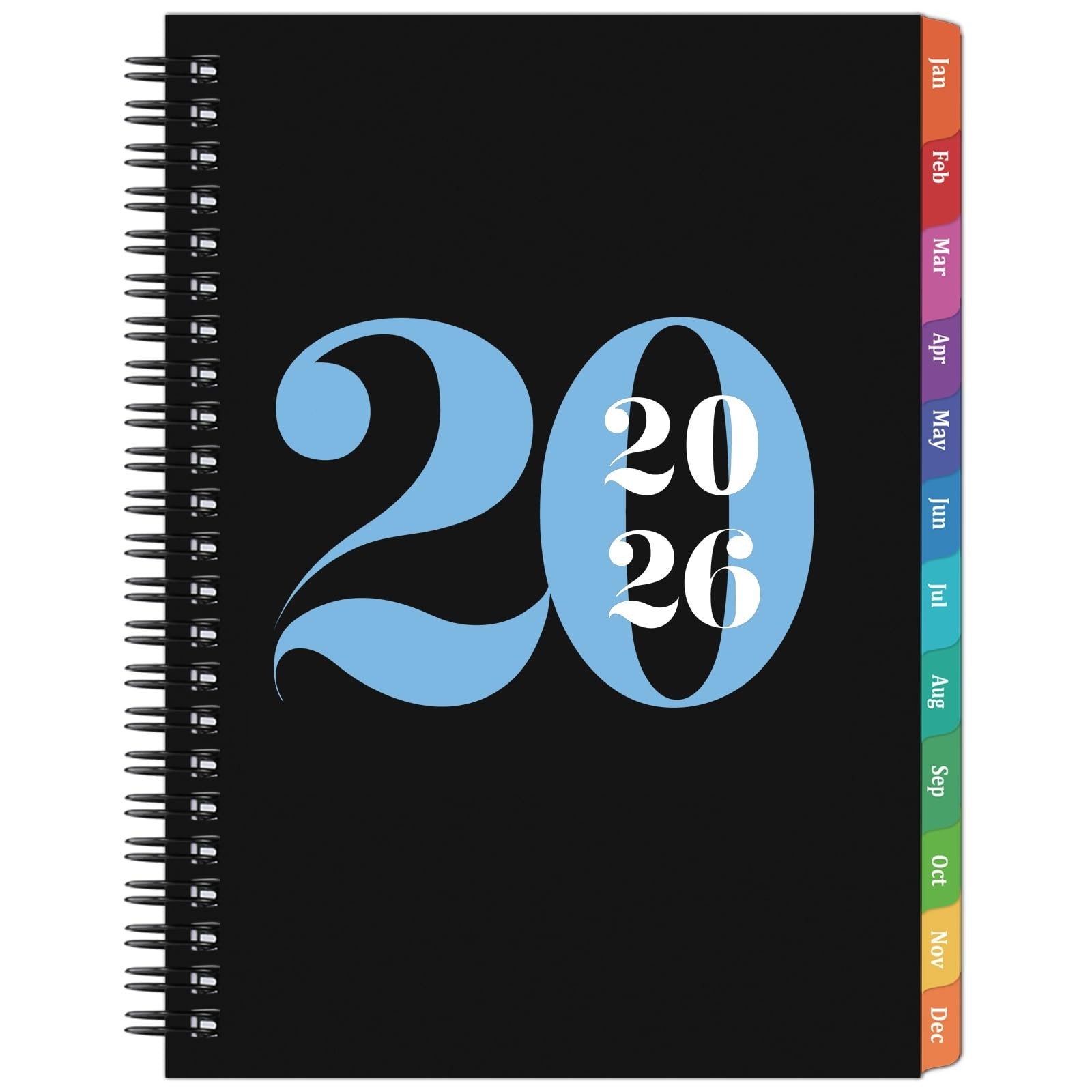 2026 Planner Organizer, Weekly Monthly Layout, 6.4 X 8.5, Tabs, Black