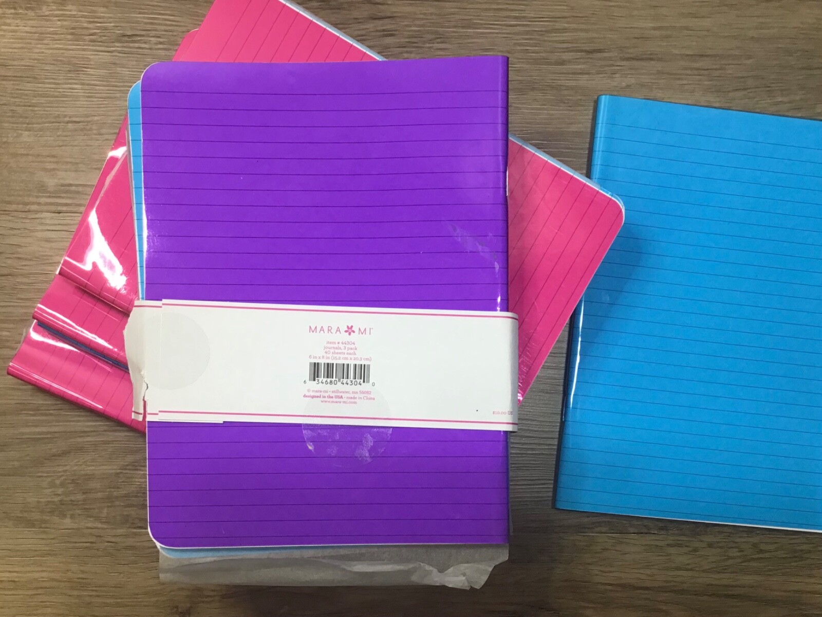 Mara Mi 3-pc X4 +1 Journals 40-sheet each 6”X8” Ruled Notebooks **WEAR**