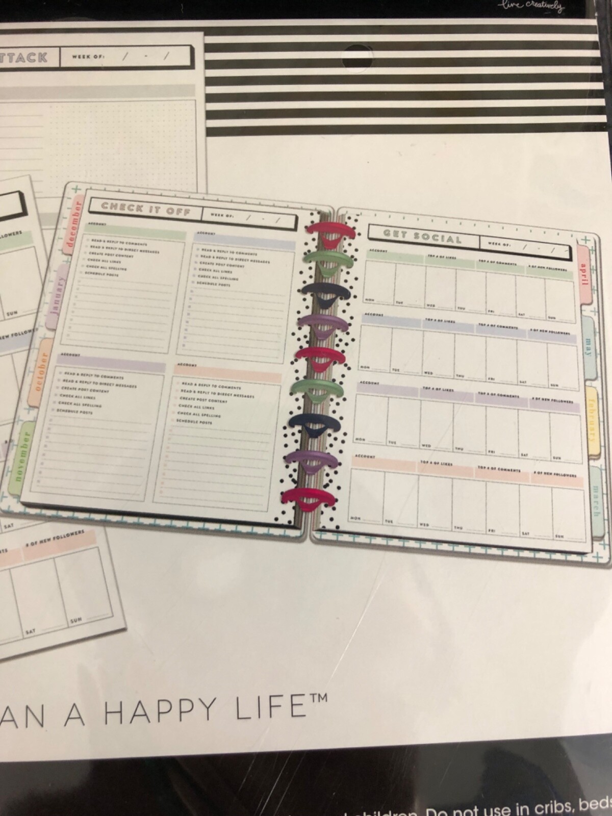 Happy Planner Classic Size “Get Social” paper inserts 40 sheets