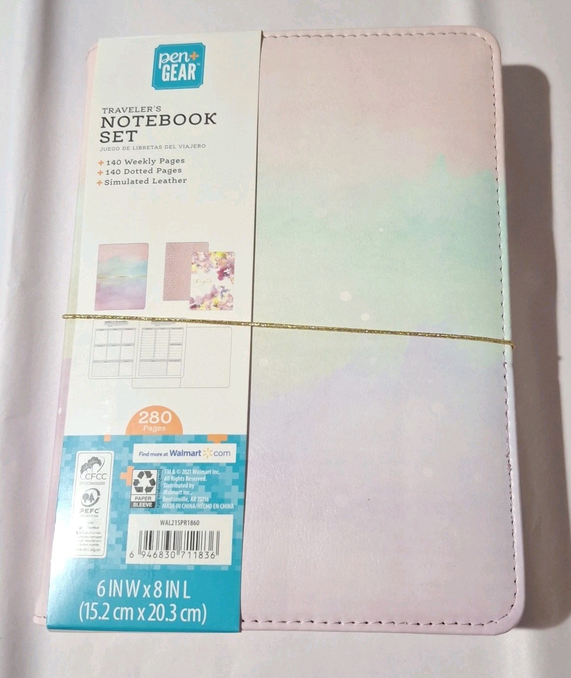 Pen+Gear Travelers Notebook Weekly Planner Set Pastel 280 Pages Sim. Leather