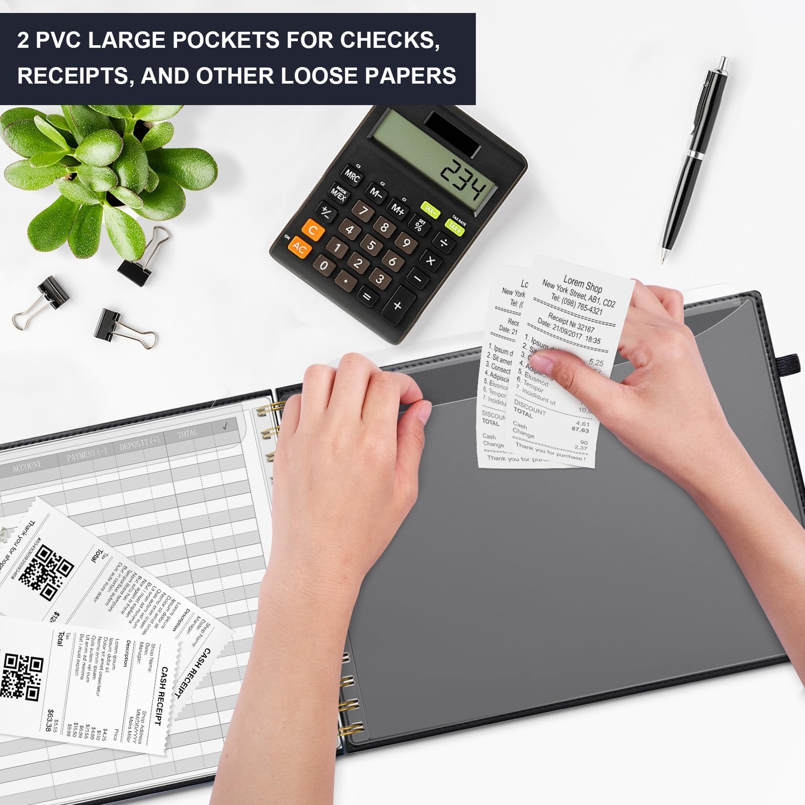 HAUTOCO Hardcover Accounting Ledger Book for Small Business Bookkeeping Black