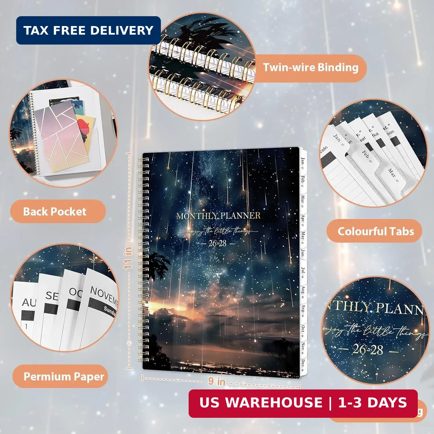 Monthly Planner 2026-2028 – 2 Year Planner 2026-2028, Jul.2026 – Jun.2028, 9″ x