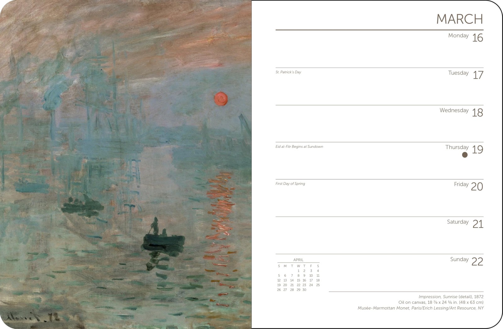 Monet Weekly Engagement Calendar 2026 6.5″ x 8.5″ Spiral Bound Free Shipping