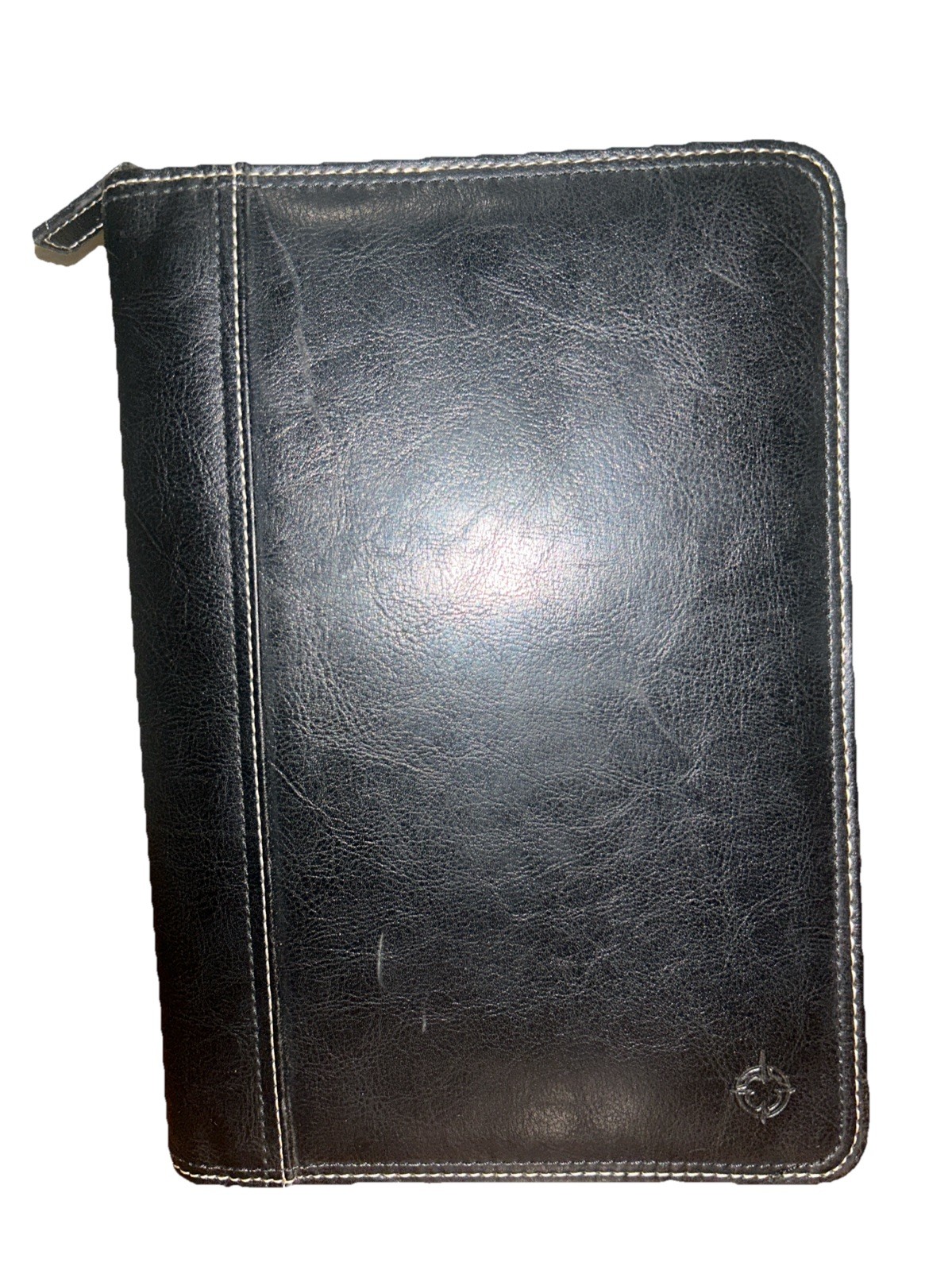 Franklin Covey 7 Ring Planner Organizer Pockets Wallet Zip Black Faux Leather FS
