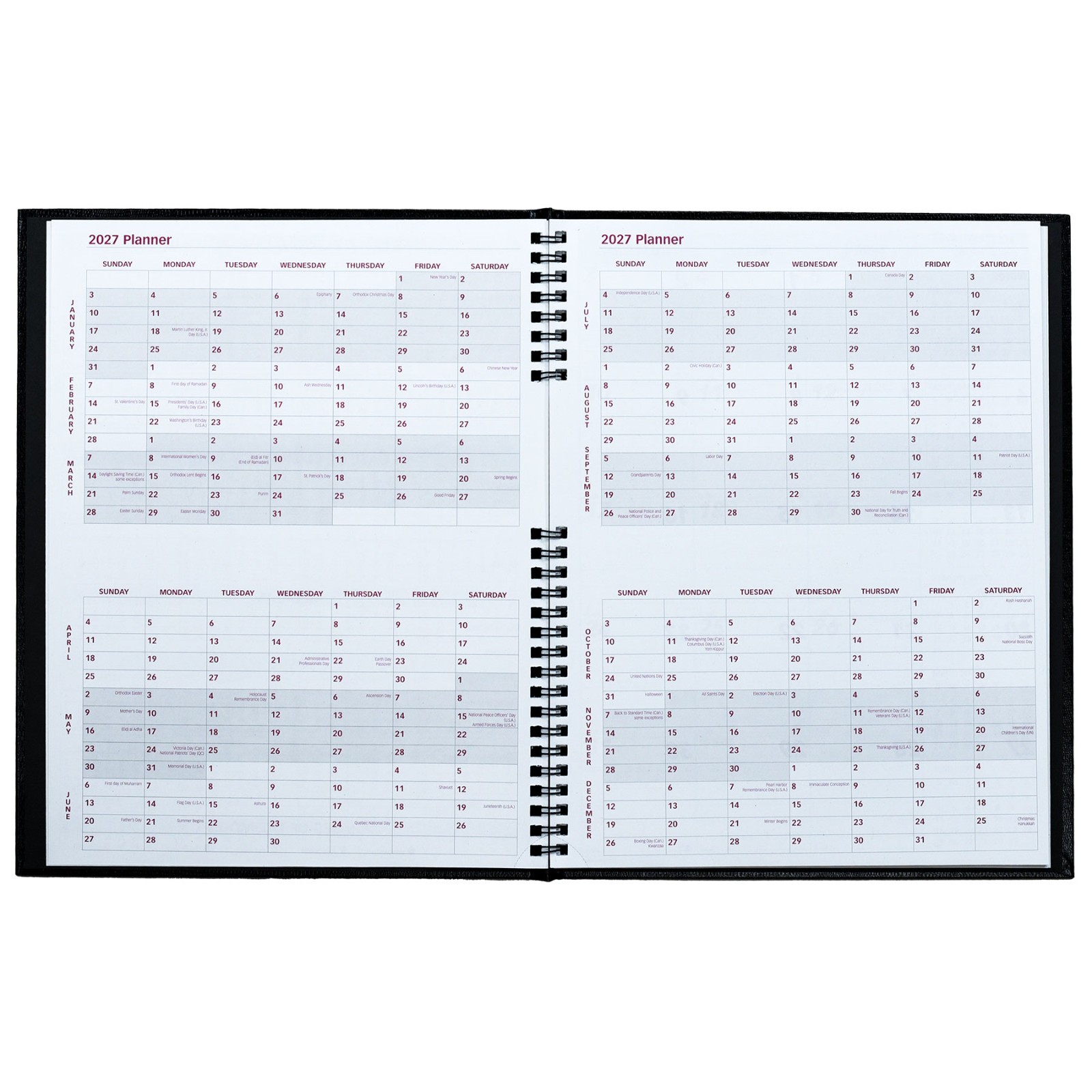 Brownline 2027 CB1262C.BLK Monthly Planner, CoilPRO, Hard Cover, 8-1/2 x 11″