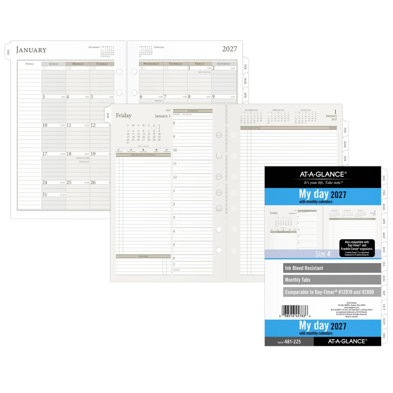 AT-A-GLANCE 2027 Daily Planner Two Page Per Day Refill, Loose-Leaf