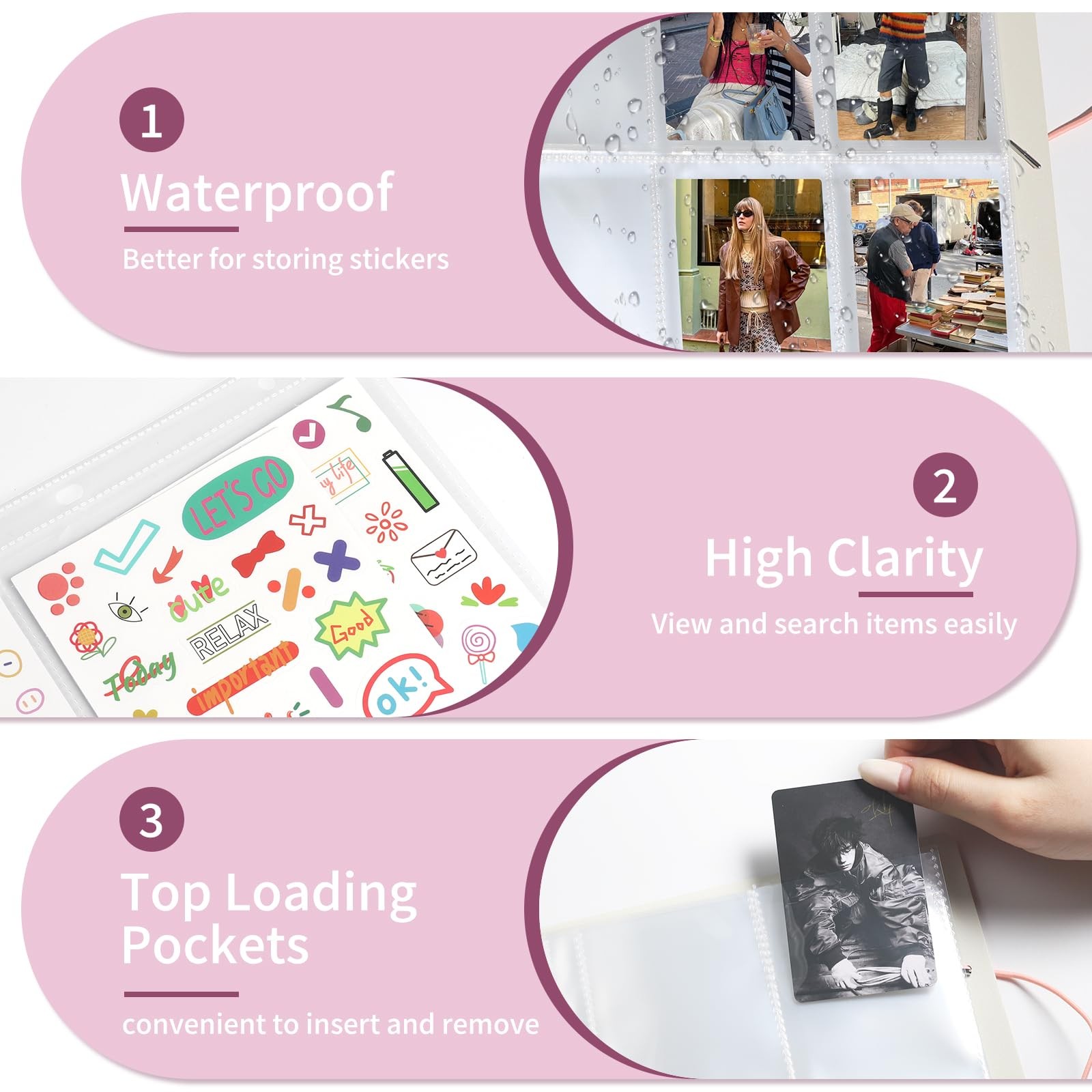 20 Sheets Clear Sticker Book Sleeves Pocket Protectors Plastic Binder Inserts…