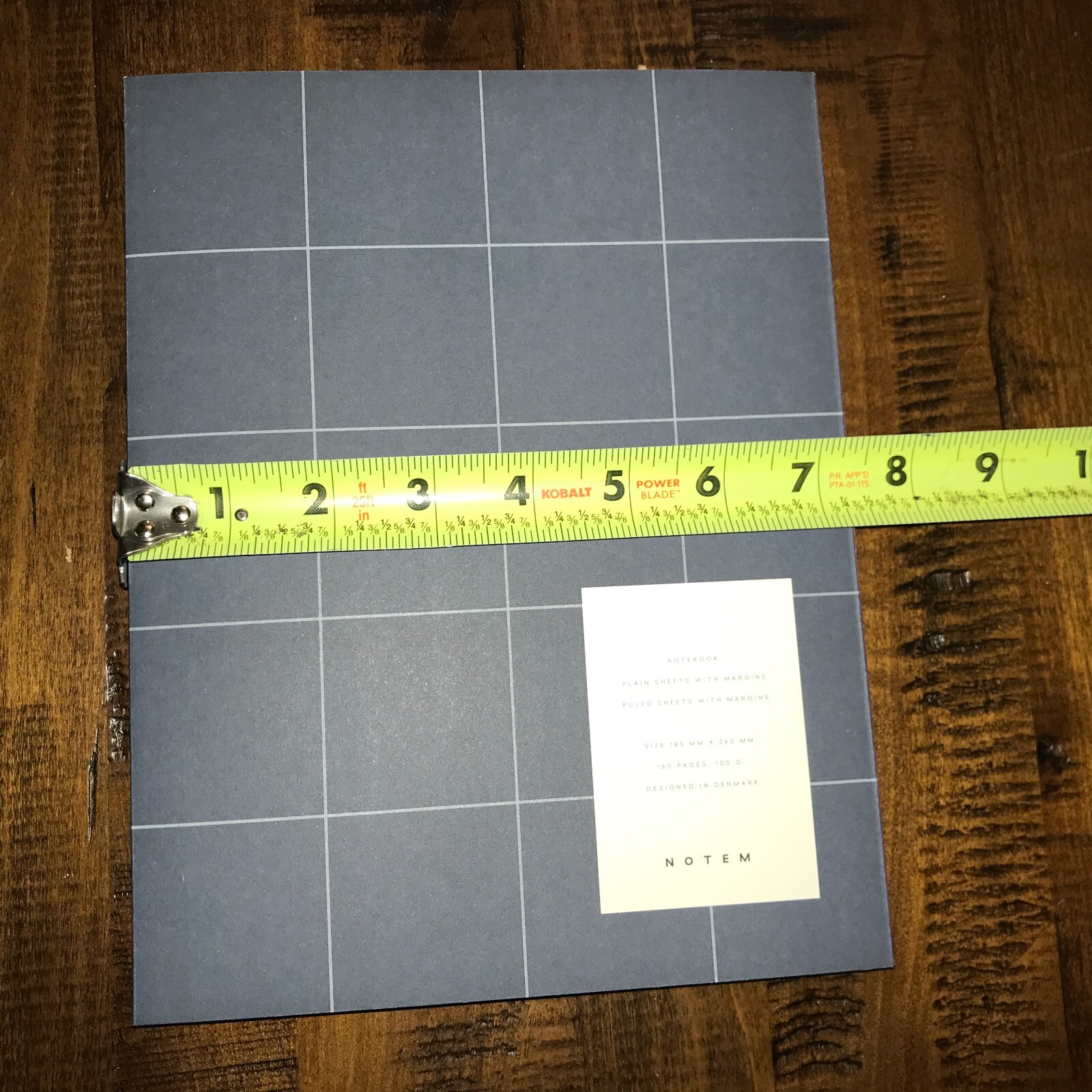 New Writing Journal Notebook, Blue Gray Grid, Blank, Notem Brand 160 Pages