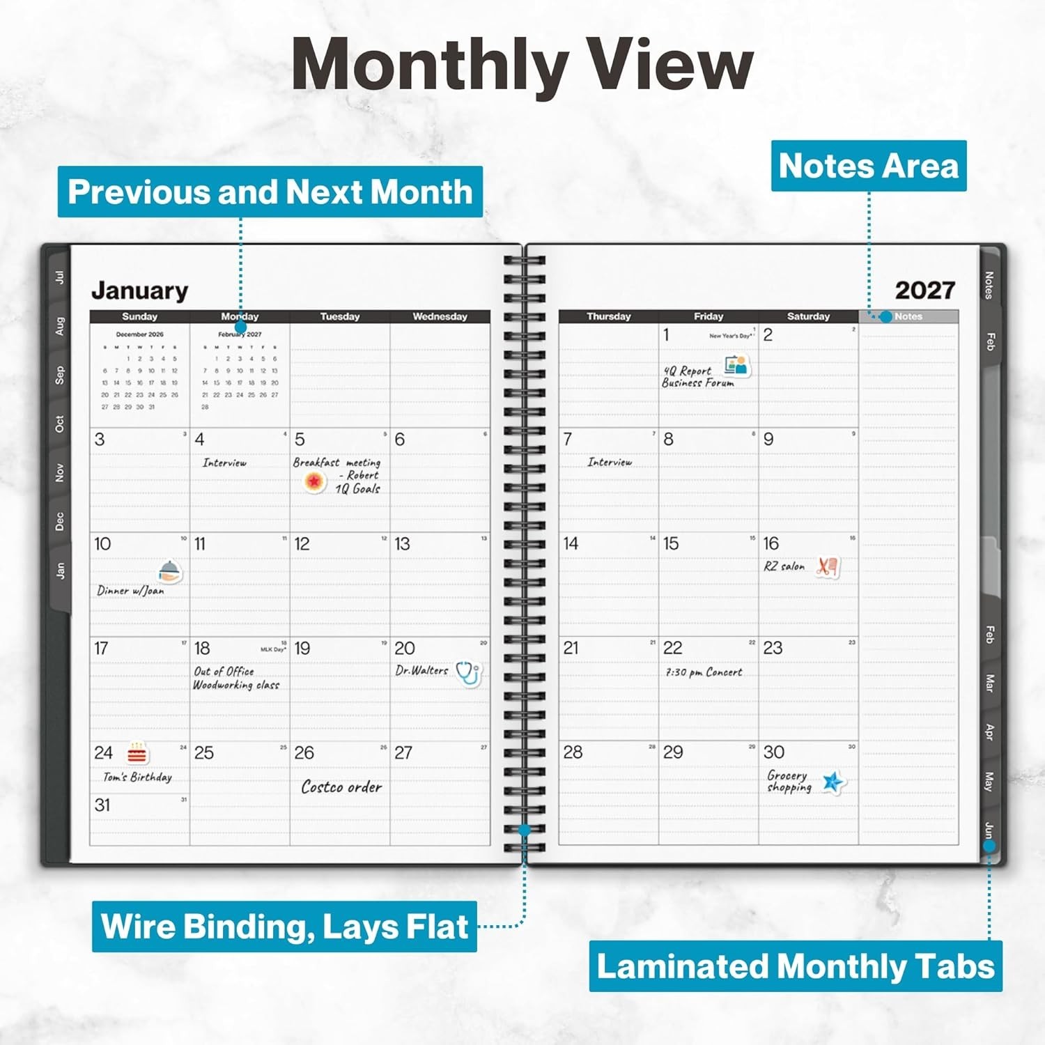 Planner 2026-2027 8.5×11, July 2026 to June 2027, Weekly and Monthly Academic…