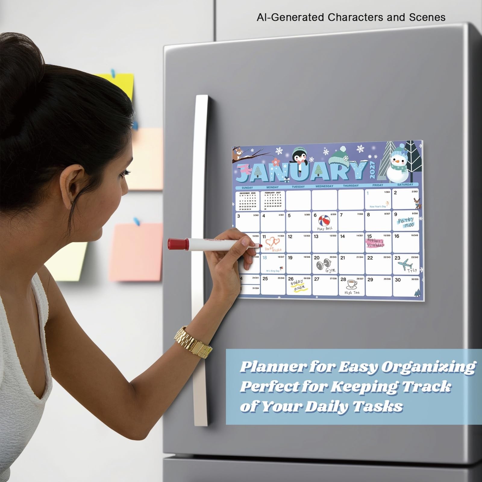 XISIDO 2026-2027 Magnetic Calendar for Fridge Seasonal