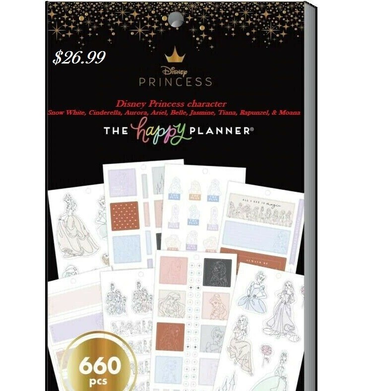 The Happy Planner Disney PRINCESS Big 660 Pc Calendars & Planners Sticker Book