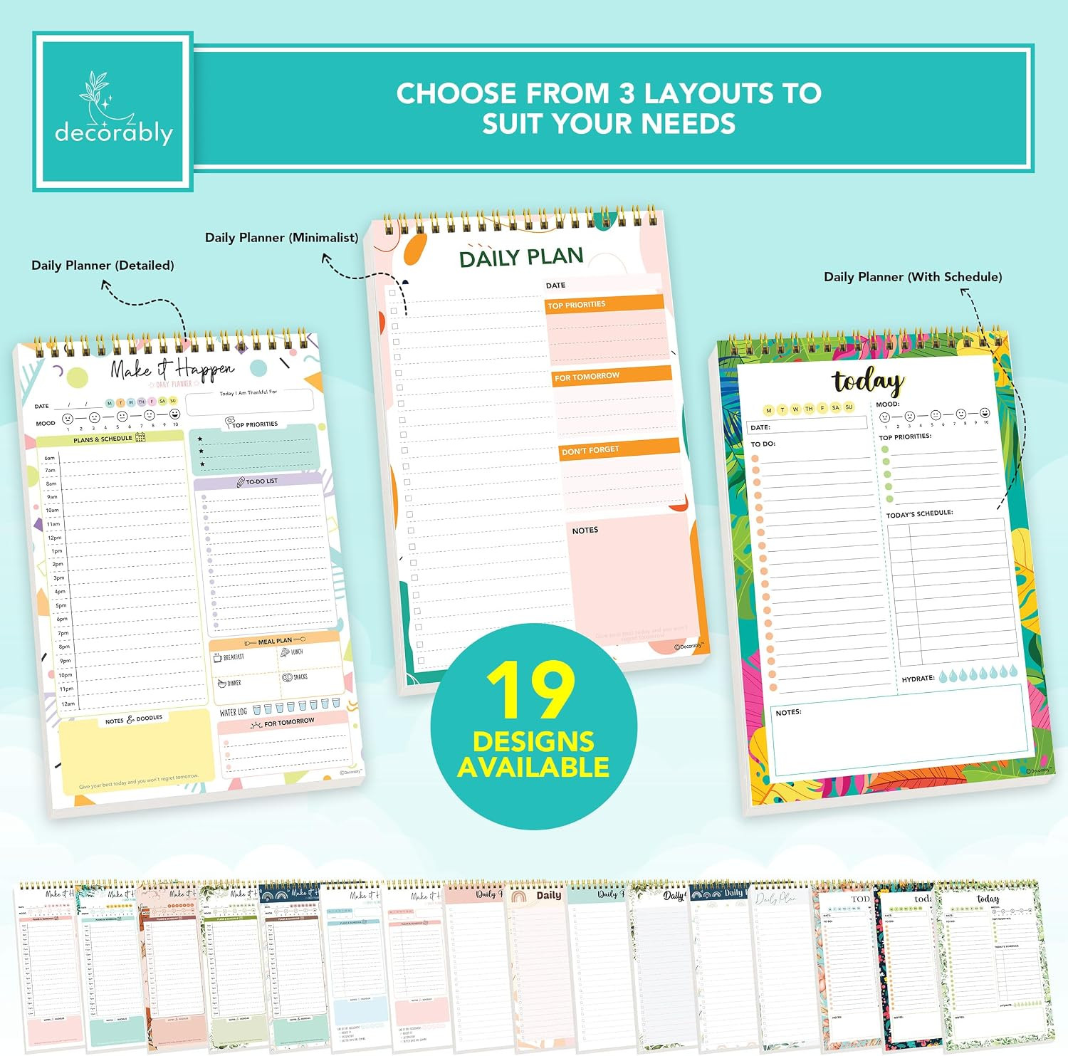 Decorably 52 Sheets Colorful Pastel Undated Daily Planner Pad – 6.5X10In Spring-