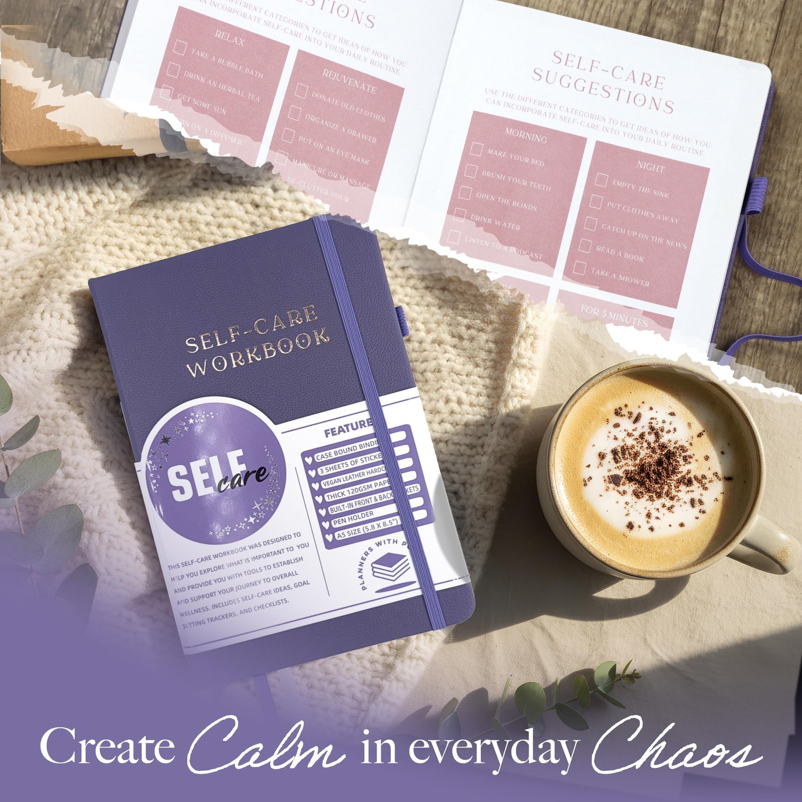 Planners with Purpose Self-Care Planner – Daily Wellness Journal Purple