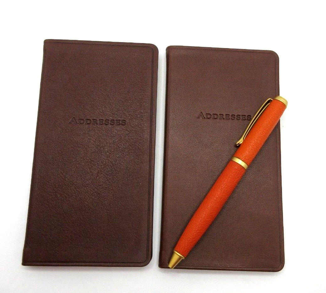Address Book Personal Pocket Size 3×6″ Soft Leather Cover Graphic Image BROWN