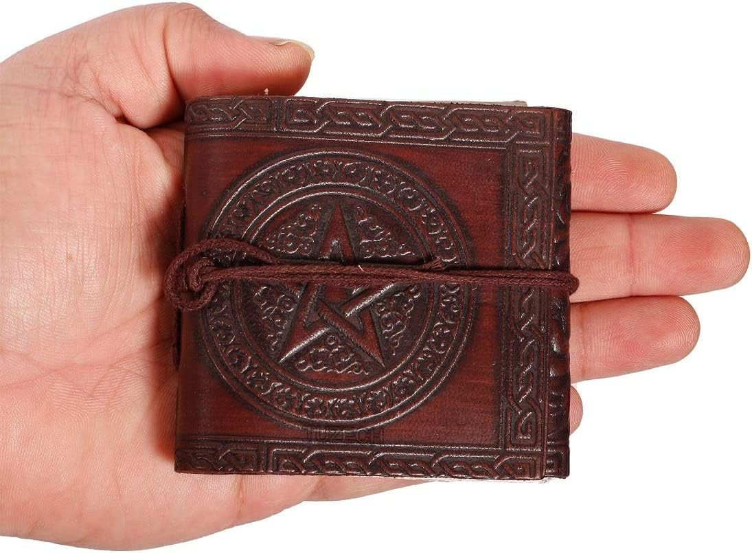 Handmade Leather Bound of Shadows Mini Notebook Blank Unlined Small Pocket Tiny