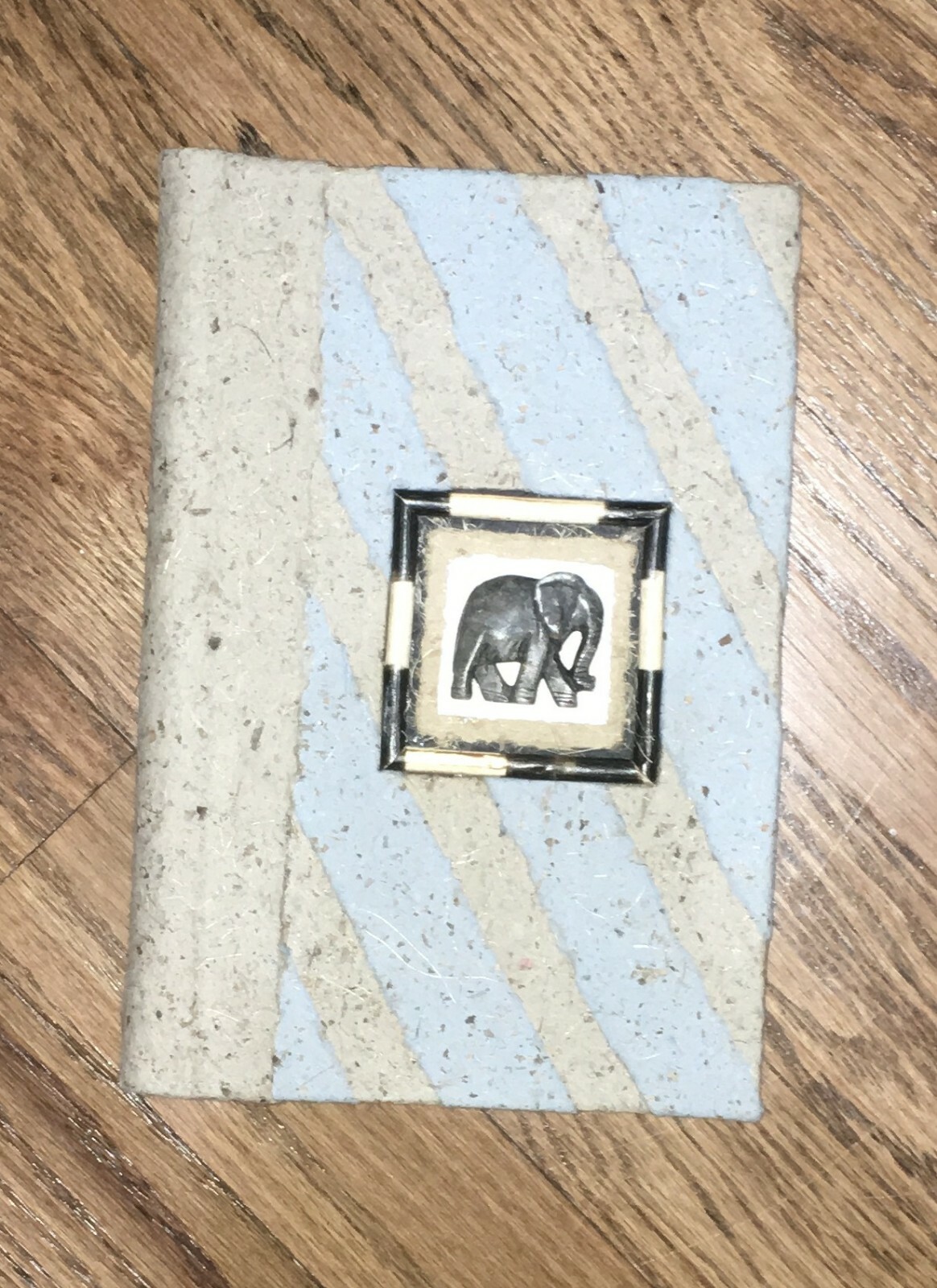 Handmade Paper Journal w/ Stone Elephant 6×8.5 Notebook Diary Recycled Unique