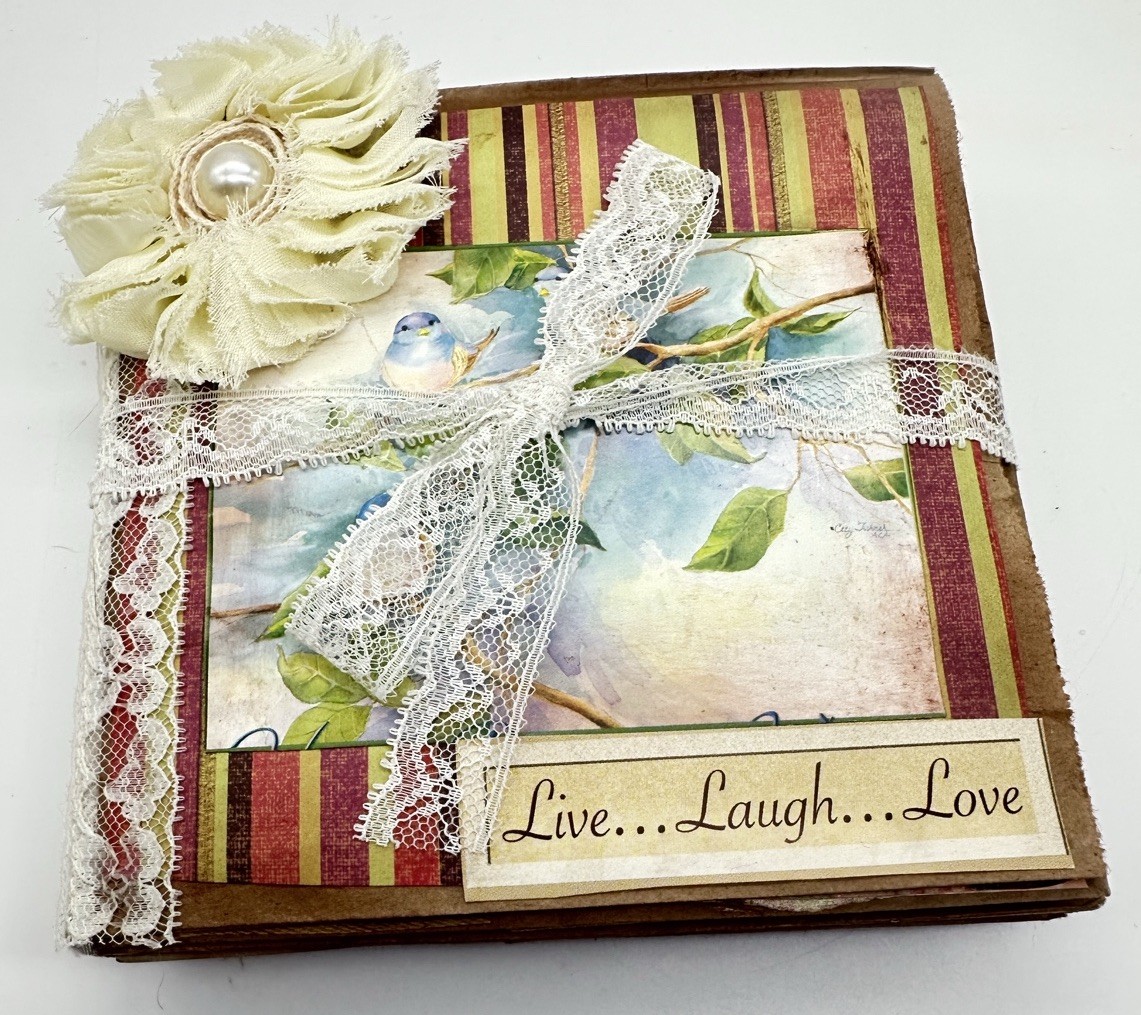 Junk Journal Live Laugh Love Themed Brown Paper Bag Medium Coffee Dyed Paper