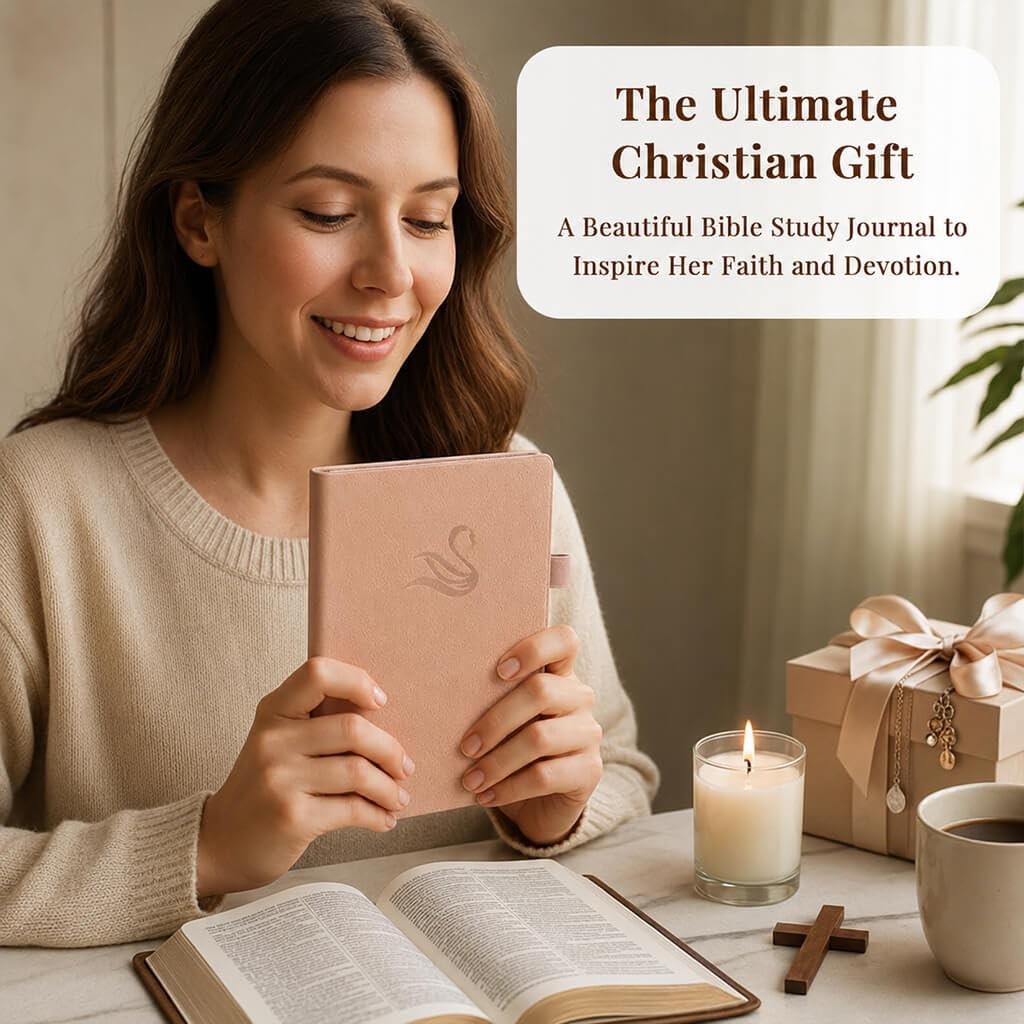 Bible Study Journal for Women – Guided Christian Notebook with Rose Gold
