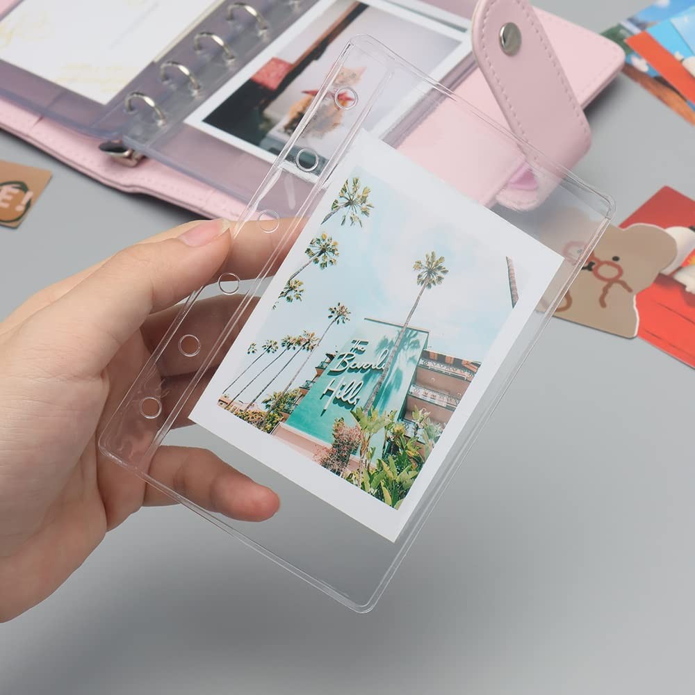 A7 Binder Pockets 12 PCS Clear Cash Envelopes Waterproof PVC Pouch 6-Ring Page