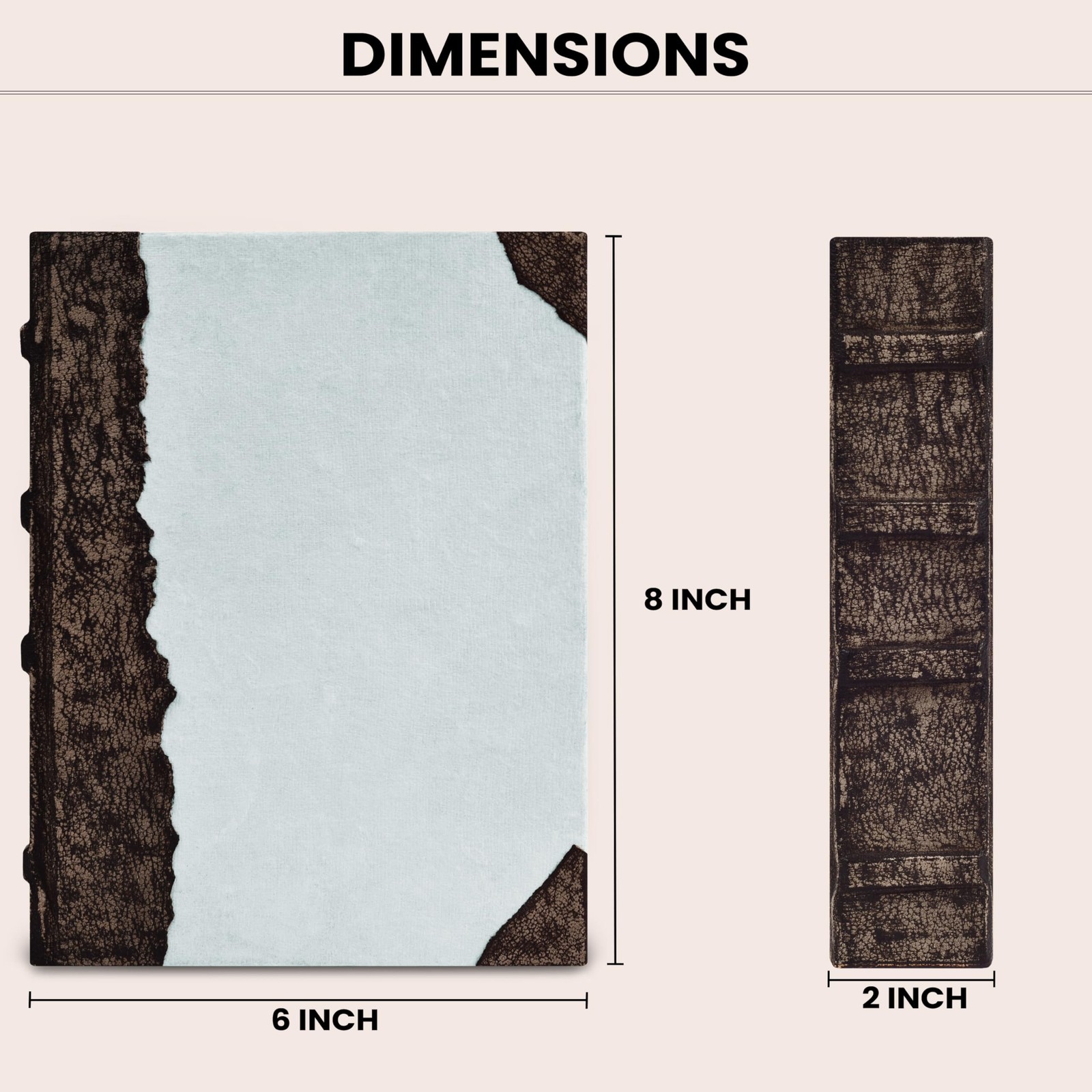 Rustic Vintage Leather Bound Journal – 200 Pages 8 inches X 6 inches, Grey