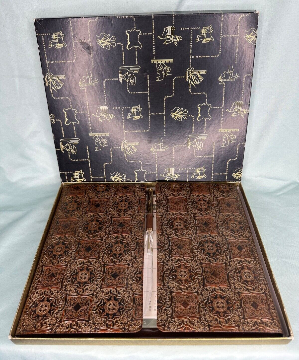 VINTAGE 1961 PLANNER CALENDAR ADDRESS BOOK PAPER PEN LETTER OPENER PLASTIC CASE
