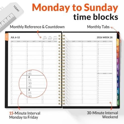 Appointment Book 2026-2027 Quarter-Hourly Weekly Monthly Academic Planner