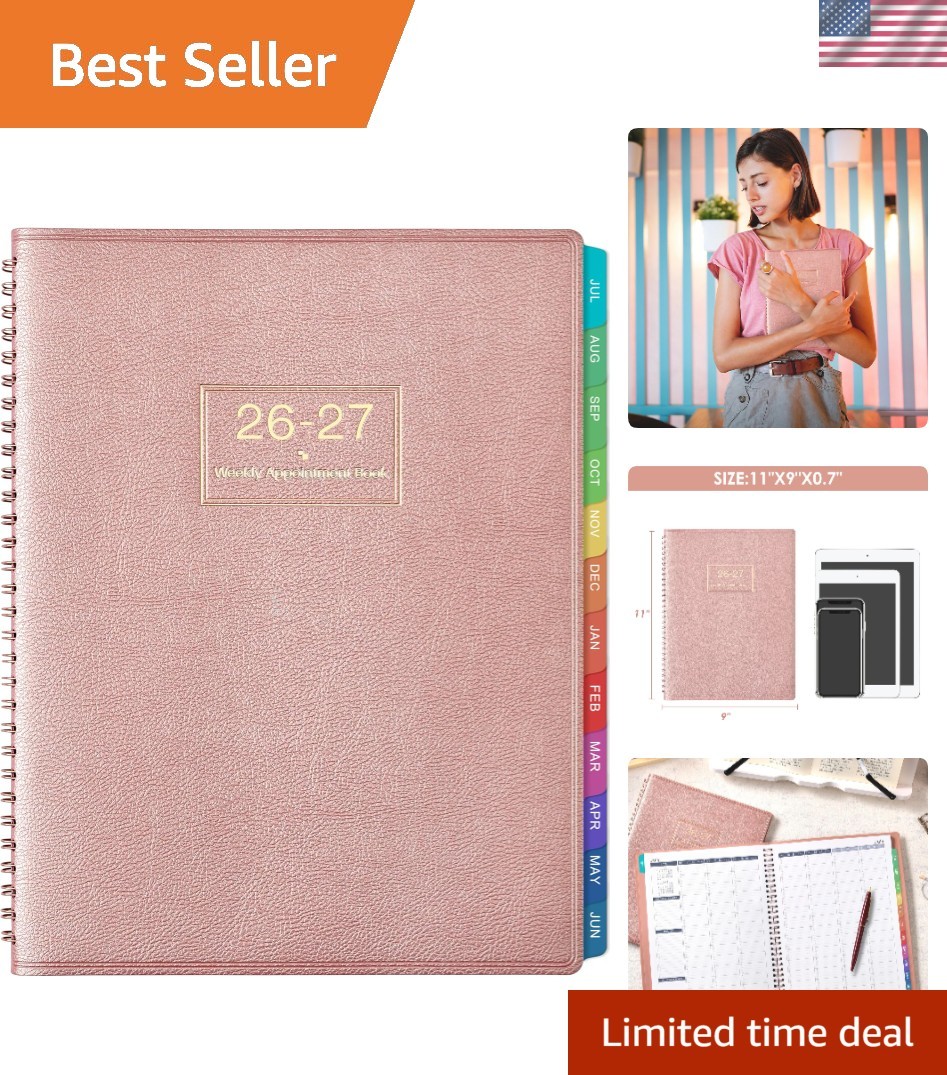 2026-2027 Weekly Planner – 9×11 with Twin-Wire Binding & Leather Finish