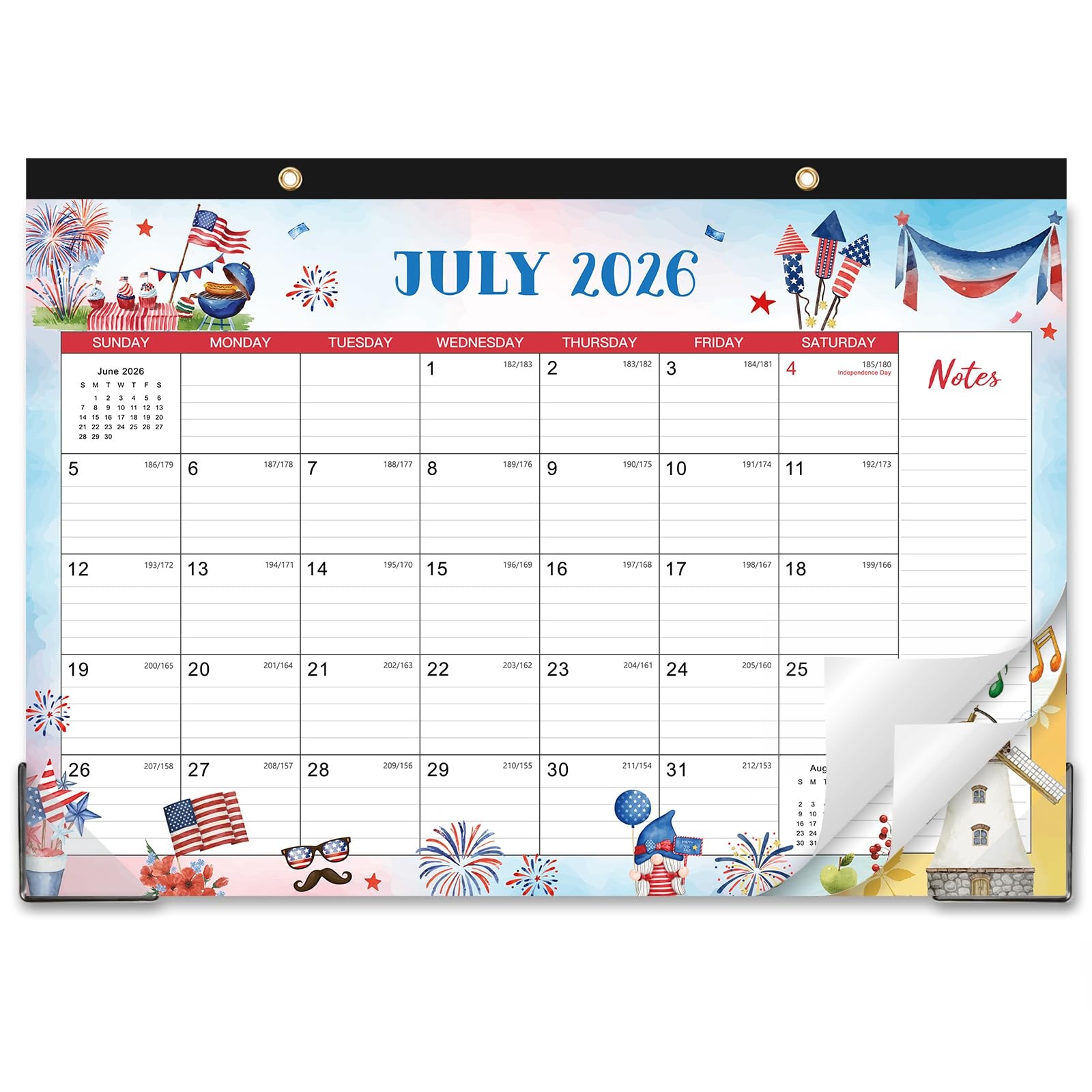 Desk Calendar 2026-2027 – 18 Monthly Large Desk/Wall 17″ x 12″, brown