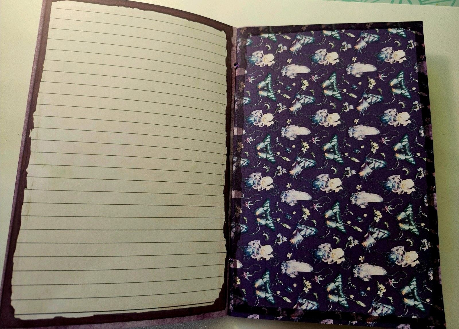 Junk Journal Blank Booklet “MOON GARDEN” Handmade Lg 8.5″x5.5″ 40pgs Lunar Phase