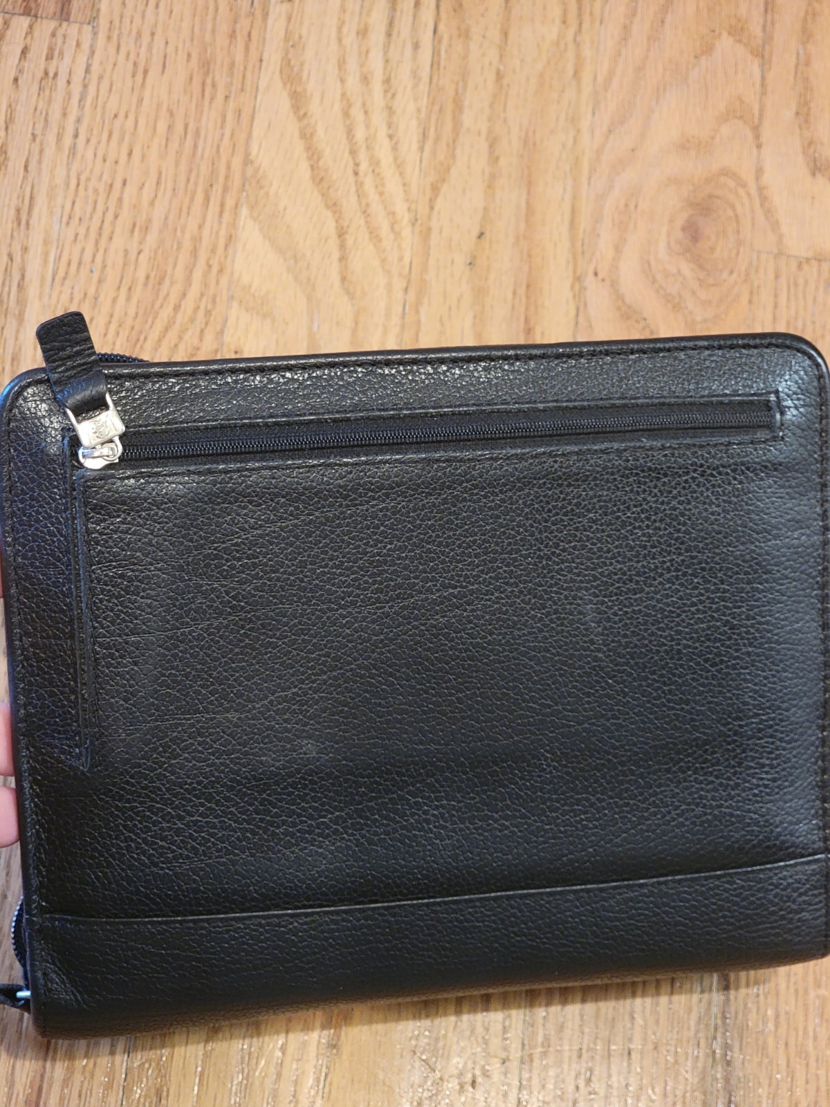 FRANKLIN QUEST Zip Binder 1994 w/ Inserts Vintage 6 Ring Black Top Grain Leather