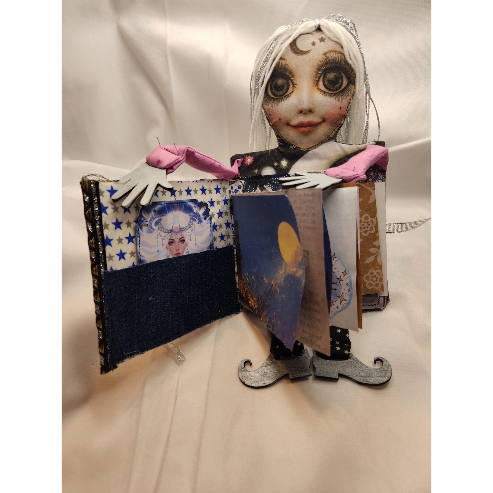 Moon Doll Junk Journal Handmade Mixed Media Naked Refillable Pages Lunar Journal