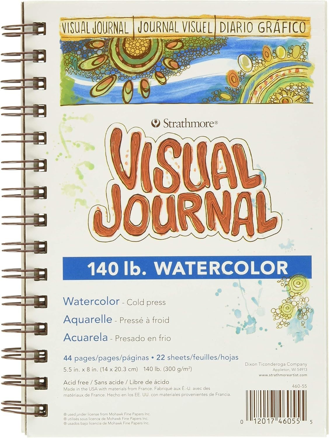 5.5×8 Watercolor Journal, 140 LB Cold Press Paper, 22 Acid-Free Sheets